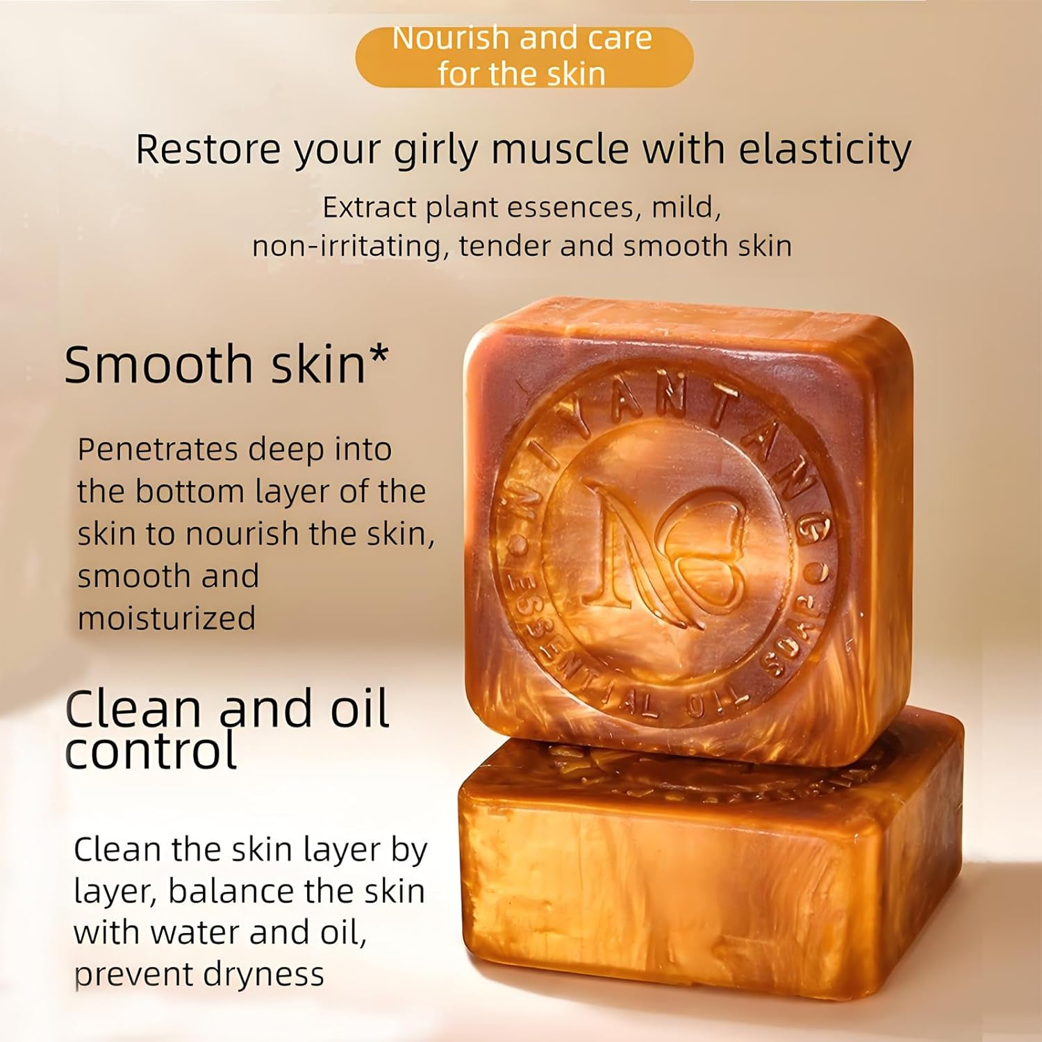 [2PCS Set] Nano Gold Handmade Soap | Sulfur Spring Extract & Glycerin | Fades Pigmentation, Antibacterial, Moisturizing | for Face & Body, Men & Women image number 2