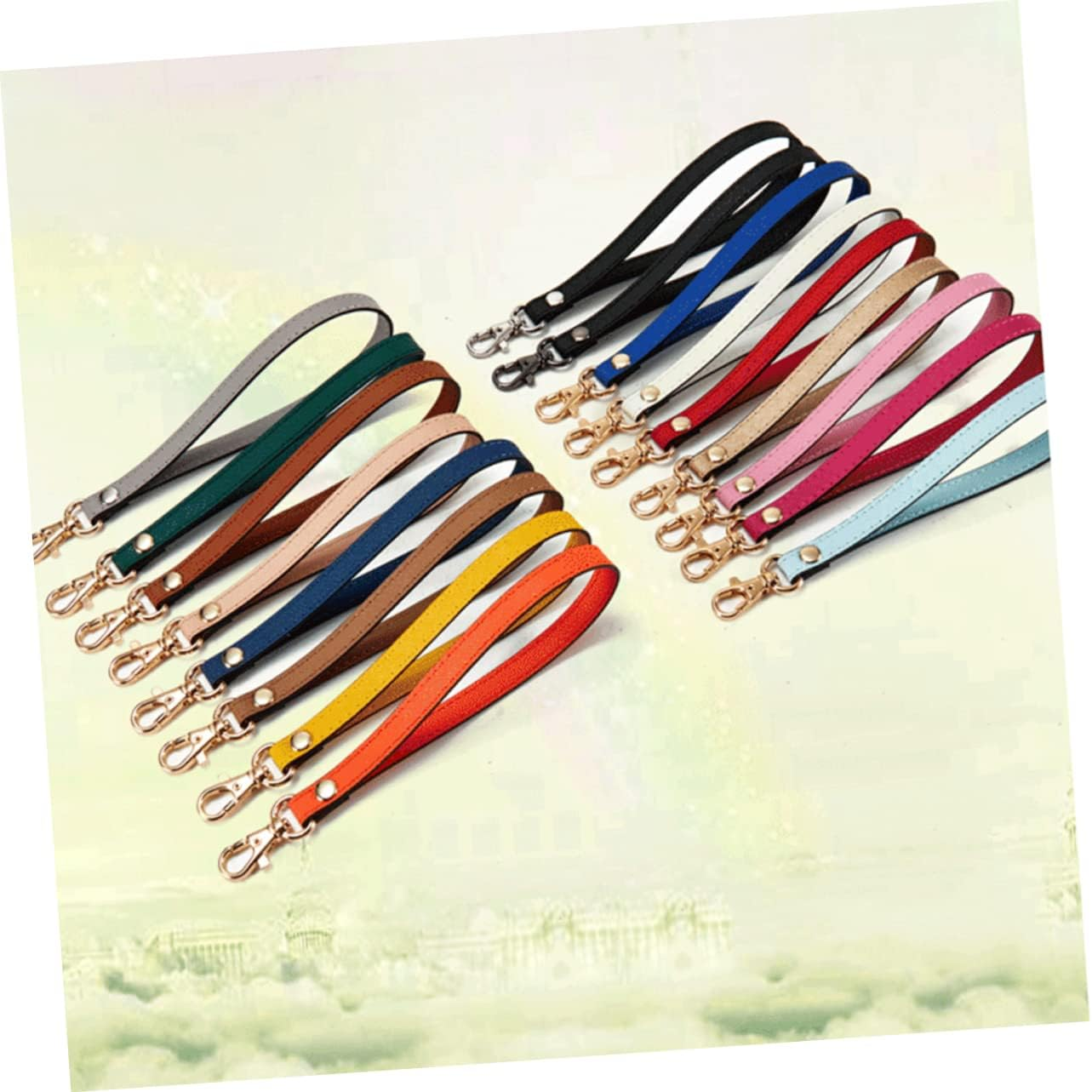 MINAOLULUS Leather Wrist Strap Clutch Wristlet for Women, Blue Textured Genuine Leather with Gold Buckle, Keychain Compatible Hand Strap for Purse Making and DIY Accessories image number 6