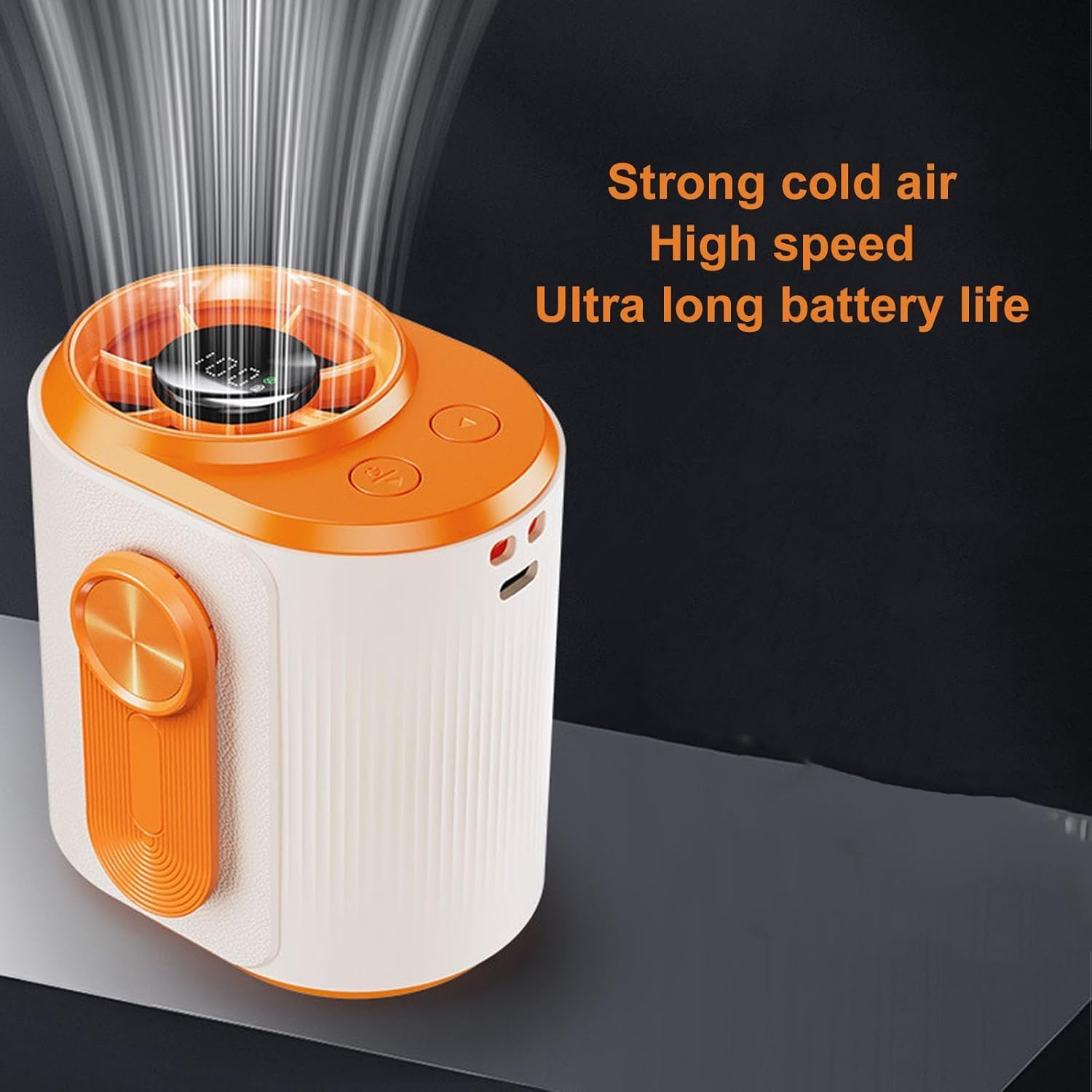 Portable Waist Fan, Wearable Fan, Belt Fans, LED Display, Hands-Free, 24H Cooling, 3600Mah Battery, Multi-Speed Cooling for Outdoor Works, Farm, Hiking, Camping, Travel (Orange) - Black image number 2