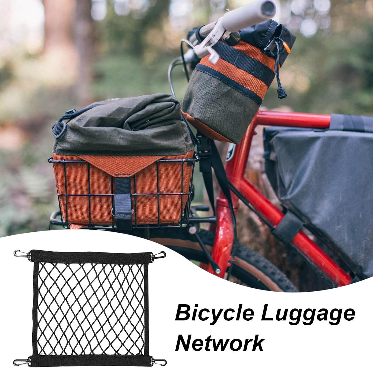 Helmet Net for Motorcycle - Cargo Nets for Motorcycle Luggage Bike Basket - Adjustable Bicycles Luggage Storage Tie down Mesh Web for Outdoor Transport Travel Riding Cycling image number 3