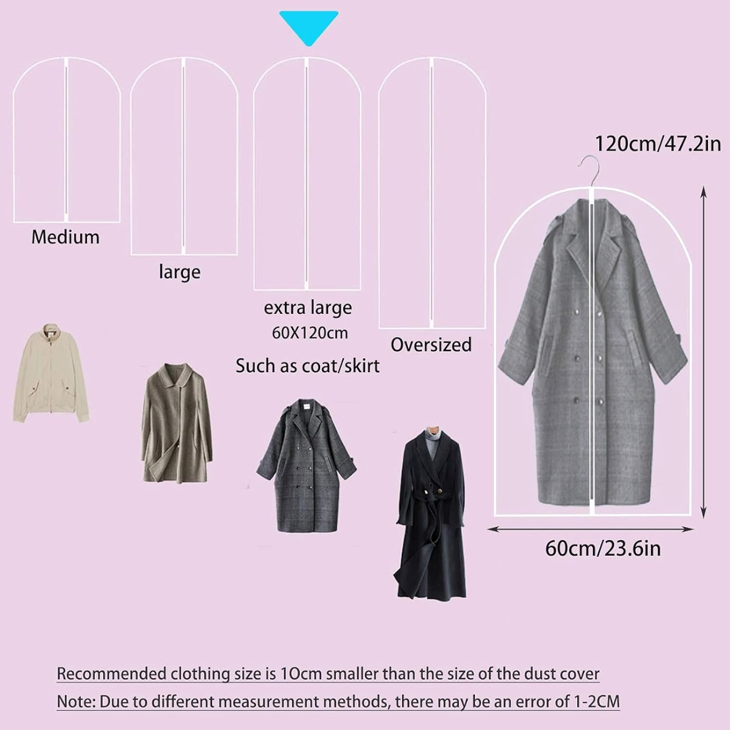 Pack of 6 Garment Bag Clear Dust Bags Cover Moth Proof Zippered Breathable for Clothes Storage Suits Dress Dance image number 2