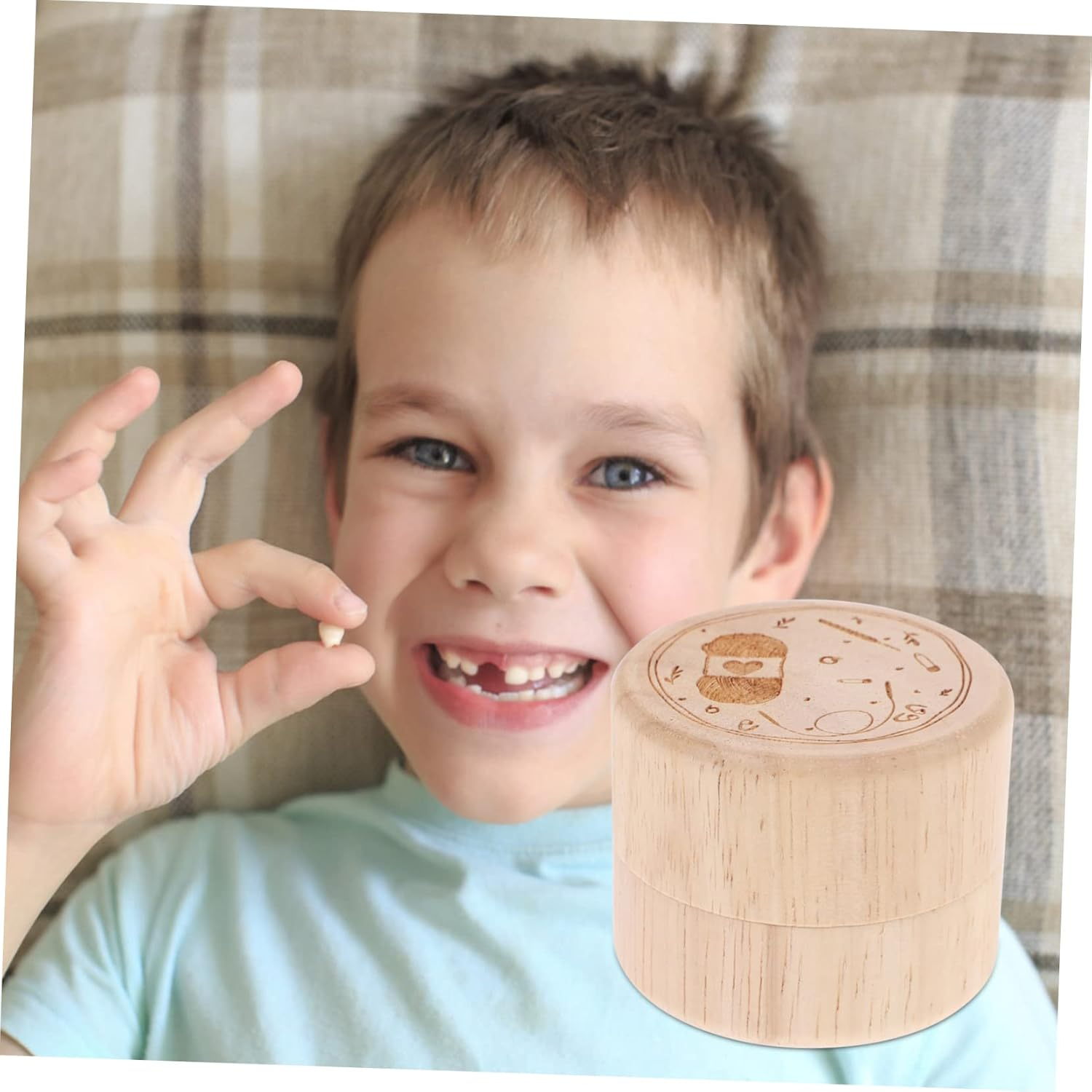 Kisangel 2Pcs Tooth Keepsake Box Wooden Teeth Storage Holder for Newborns Thoughtful Present for Expectant Mothers image number 3