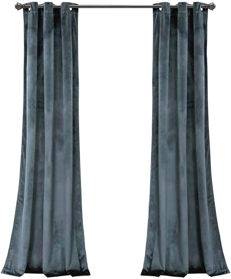 Lush Decor Prima Velvet Solid Room Darkening Window Curtain Panel Pair, 84" L X 38" W, Blush image number 3