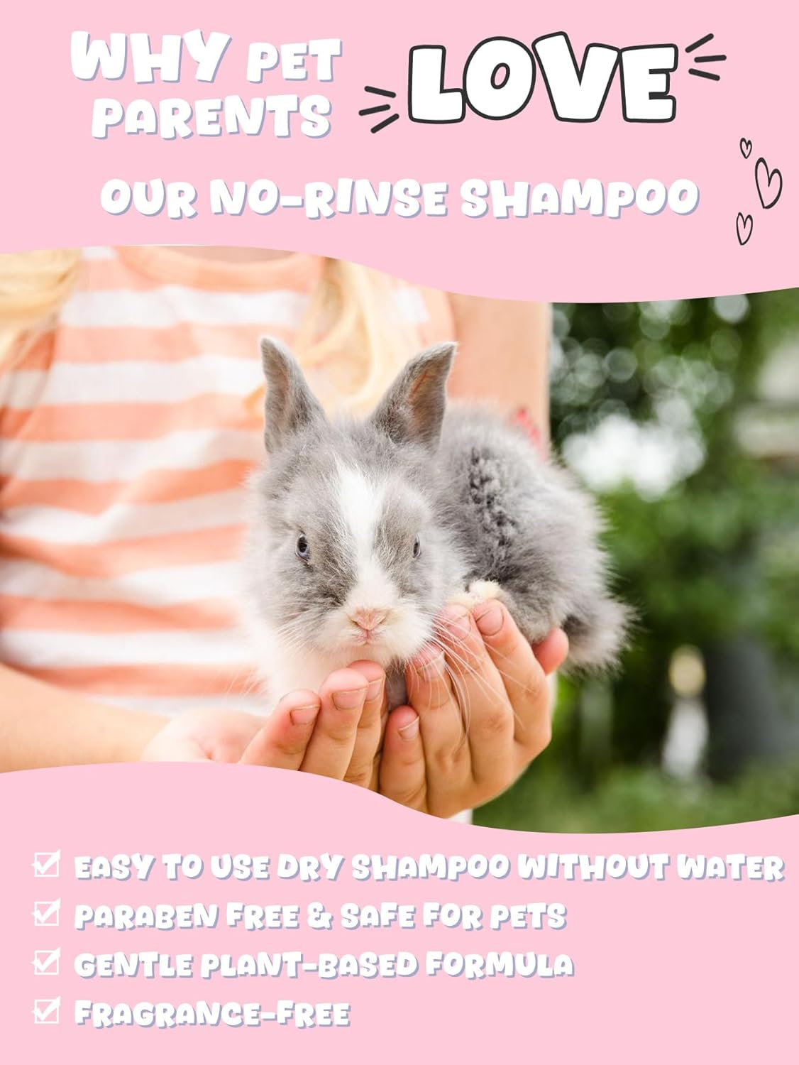 No-Rinse Dry Shampoo, Plant-Based Formula for Small Pets, Paraben-Free, 100Ml, Fragrance-Free image number 3