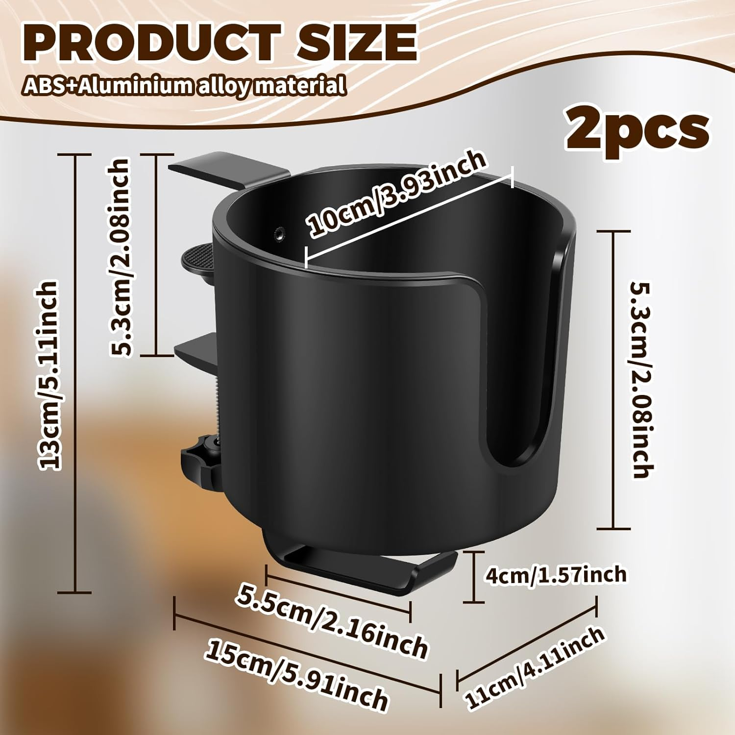 2Pcs Table Cup Holder, with Headphone Hanger, Adjustable Desk Holder Clip on Coffee Mug Organizer, Nonslip Tableside Cup Organizer, for Home Office Outdoors image number 6