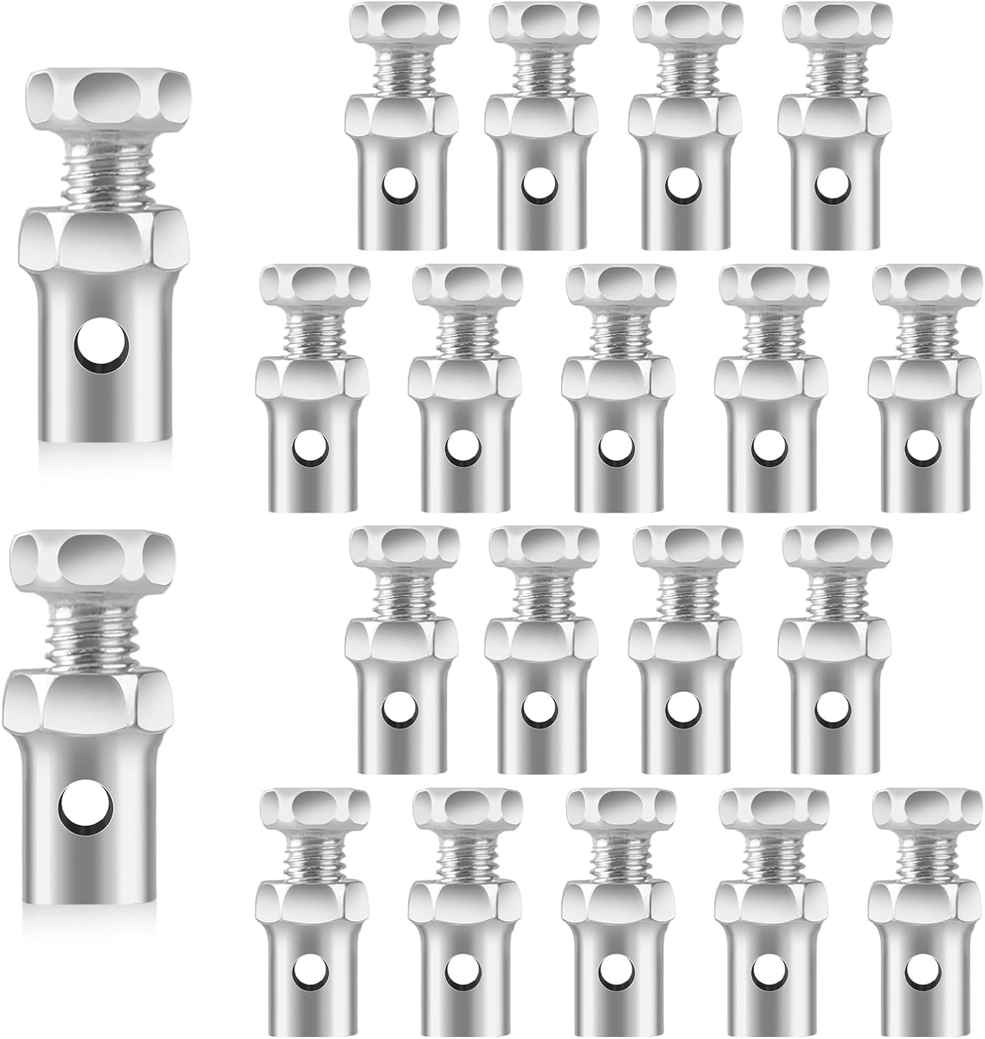 20 Pack 1/8" Universal Throttle Cable Ends Stop Throttle Brake Cable Parts Lock Clamps for Go Kart Motorcycle Motorized Bike Lawn Mower image number 6