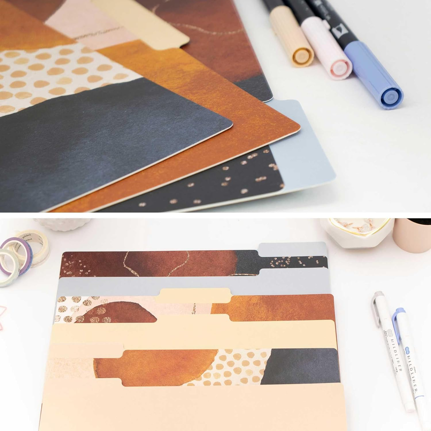 Bloom Daily Planners Decorative File Folders - Set of Six Letter Size (8.5&rdquo; X 11&rdquo;) Organizers, 1/3 Cut Tabs - Assorted Designs - Earthy Abstract image number 5