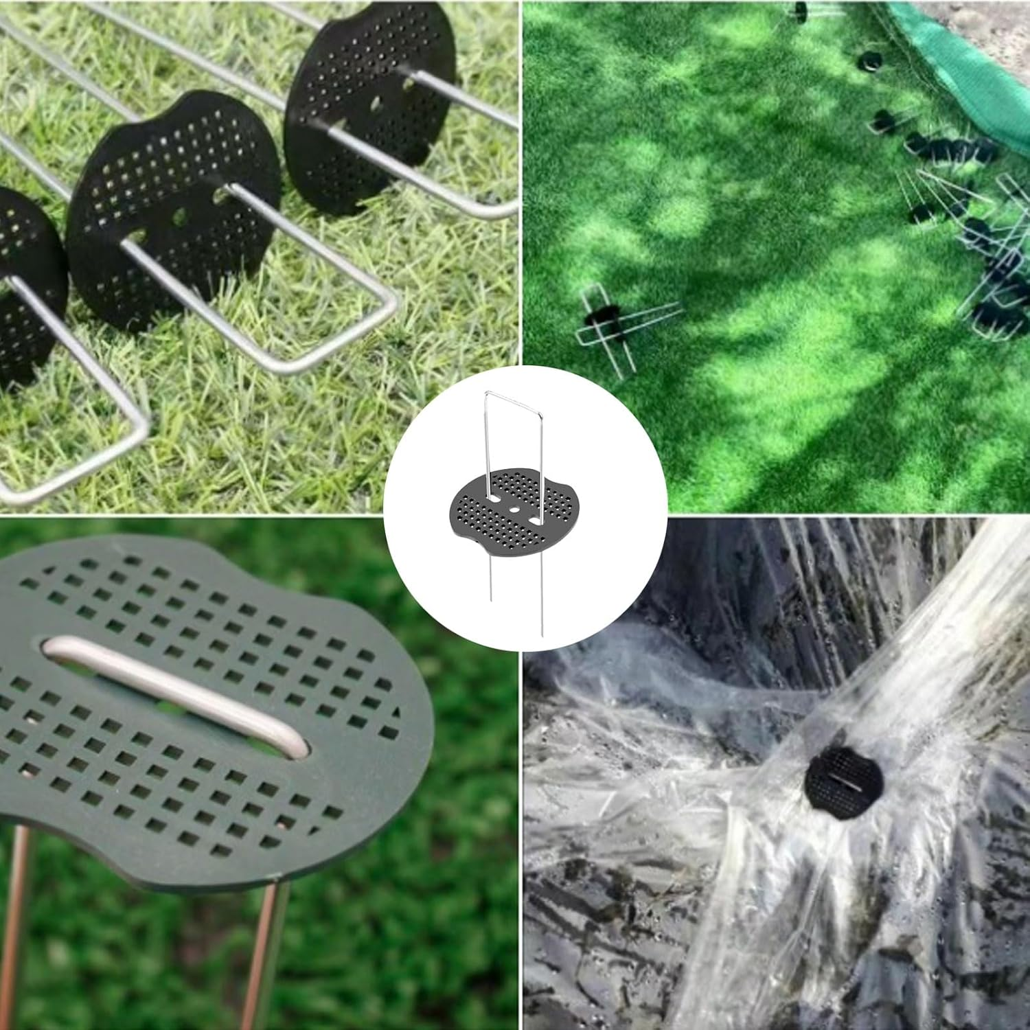 100PCS Garden Stakes Staples - Tent Pegs Heavy Duty Ground Stakes,6Inch U Shaped Landscape Staples Garden Peg,50 Washers,50 Garden Stakes,For Landscape Fabric,Ground Weed Fabric Barrier,Orchard image number 3