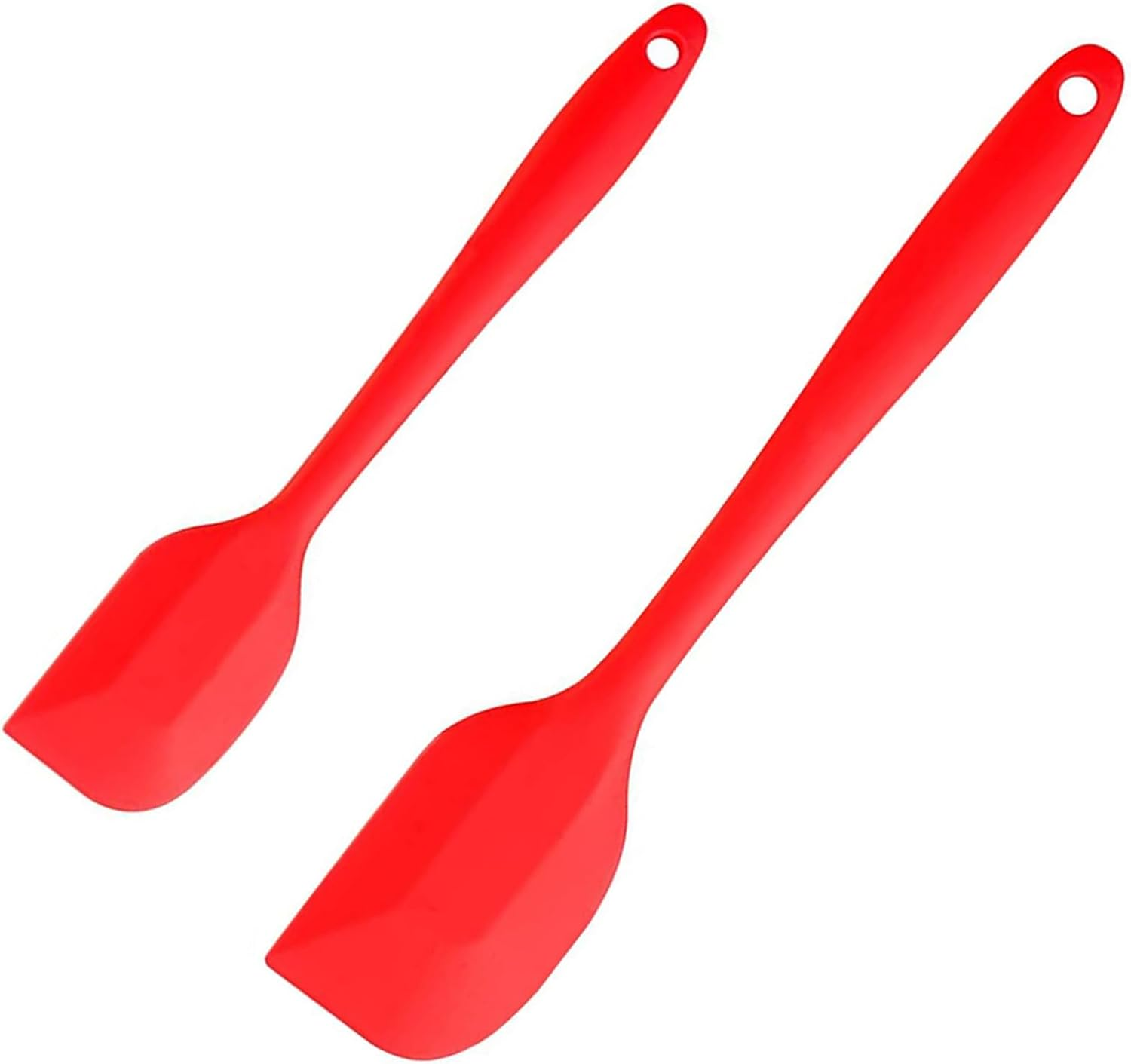 NASHRIO 2 Pcs Heat Resistant Spatulas, Red Food Grade Silicone Rubber Spatula Set for Baking, Cooking, and Mixing High Heat Resistant
