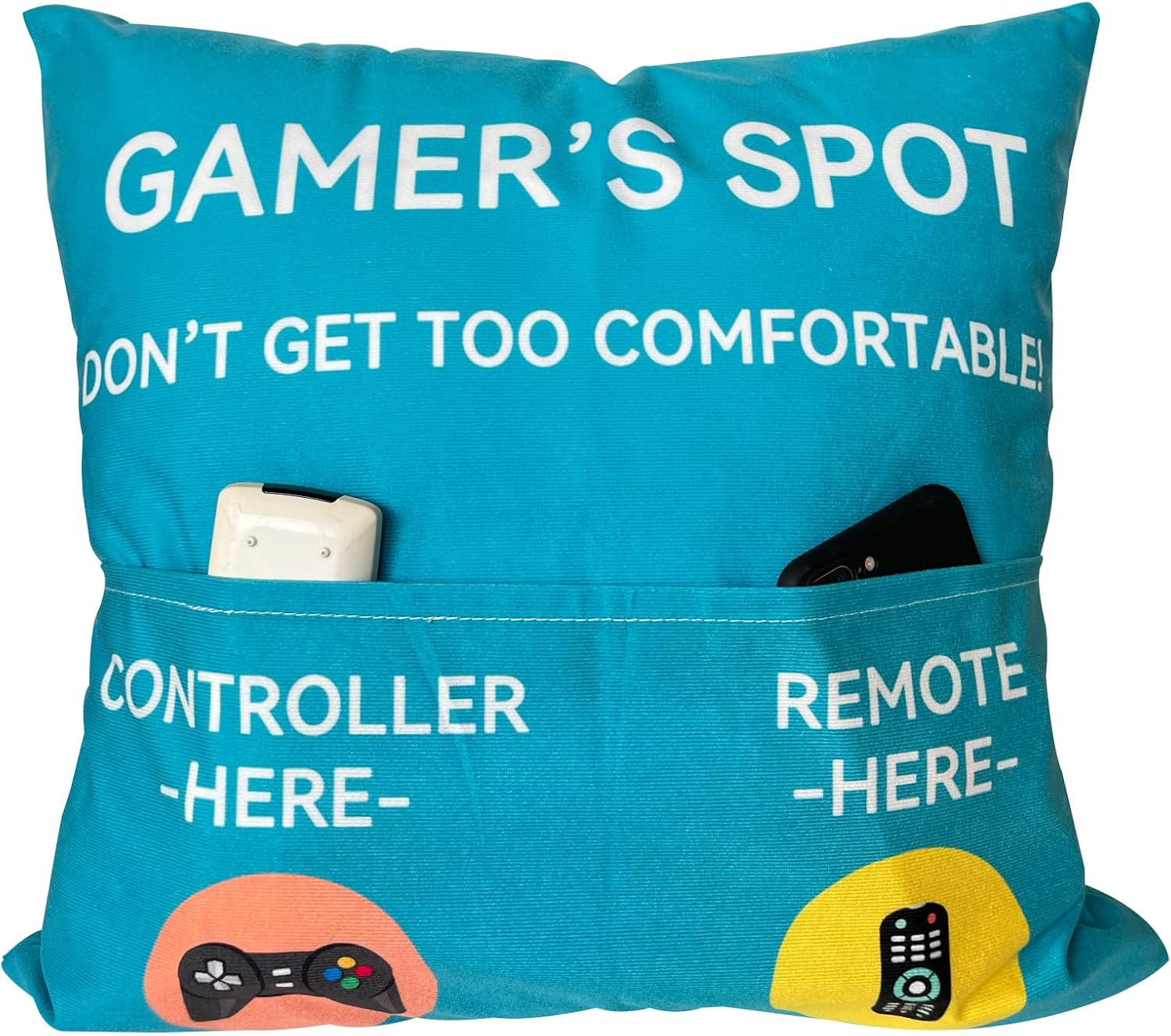Gamer Gifts, Pocket Design Throw Pillow Covers 18 X 18 Inch, Gaming Room D&eacute;cor Stocking Stuffers Easter Basket Stuffers for Teen Boys Girls Men Father Boyfriends-Red