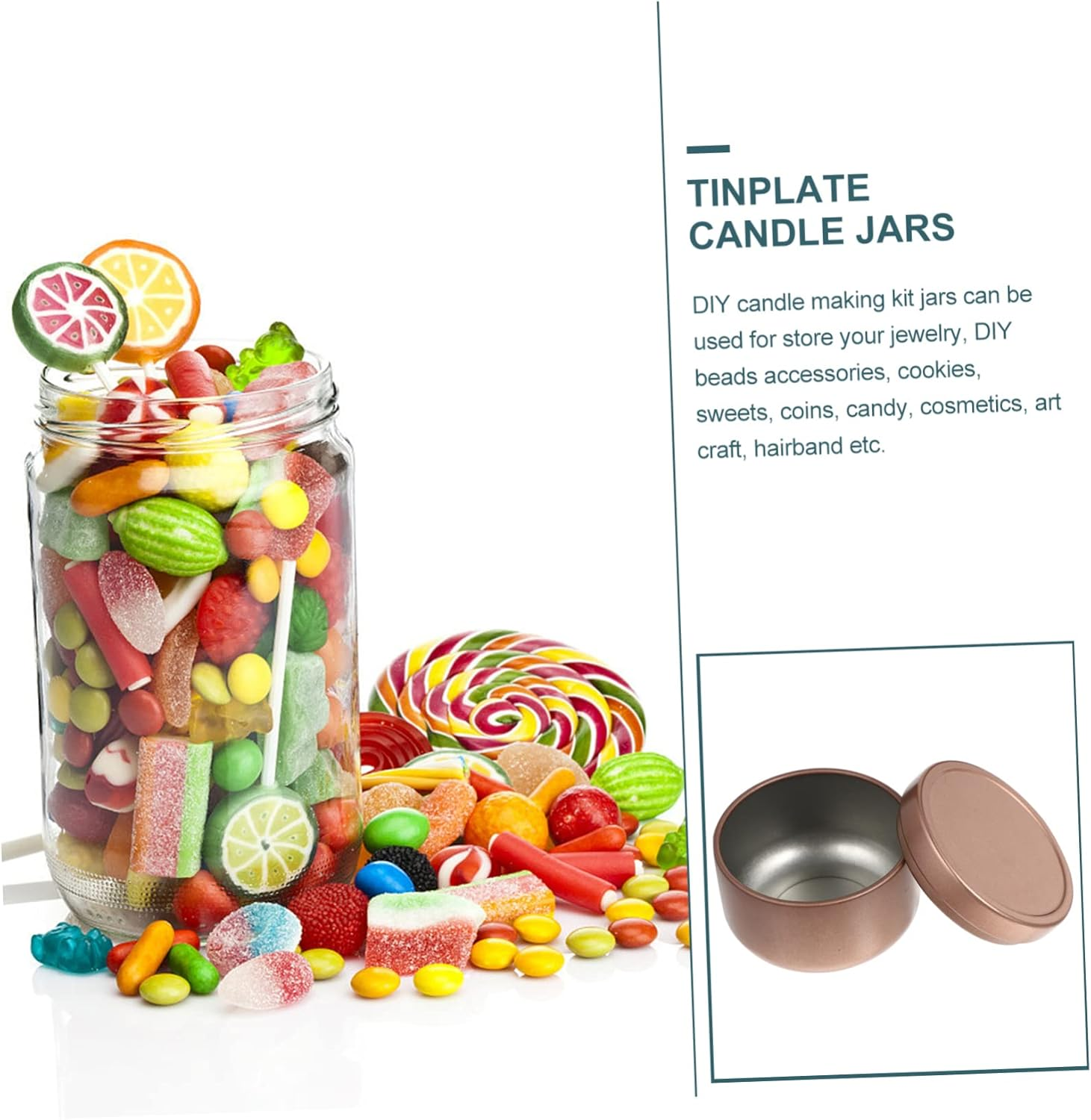 STOBOK 12Pcs Empty Tinplate Candle Jars Balm Containers for DIY Home Fragrance and Xmas Decoration Storage image number 5