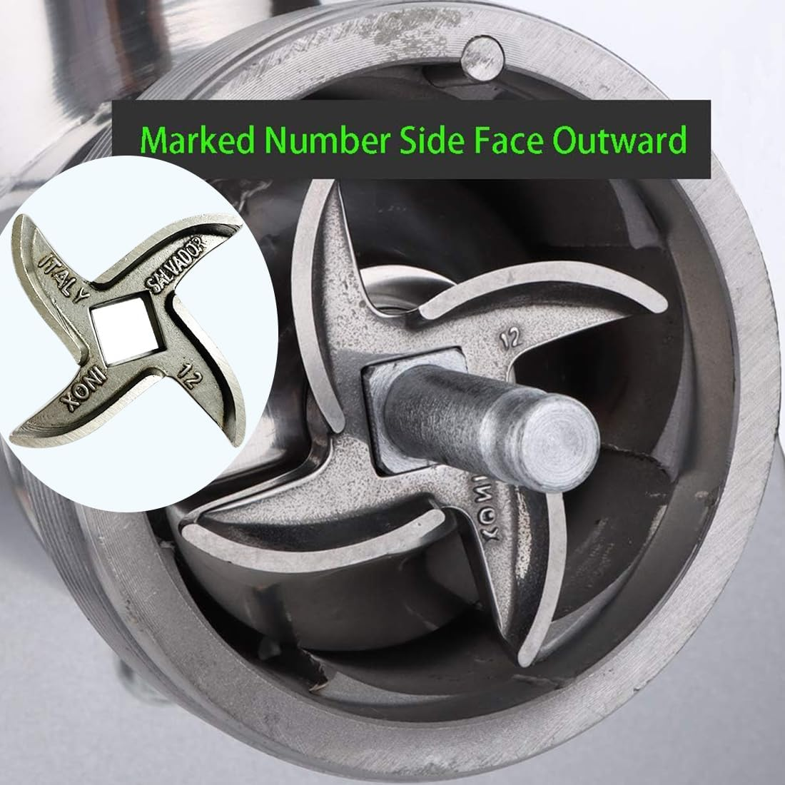 #12 Meat Grinder Blade Stainless Steel Knife Cutter Replacement, Please Check the Size and Shape(2 PCS) image number 2