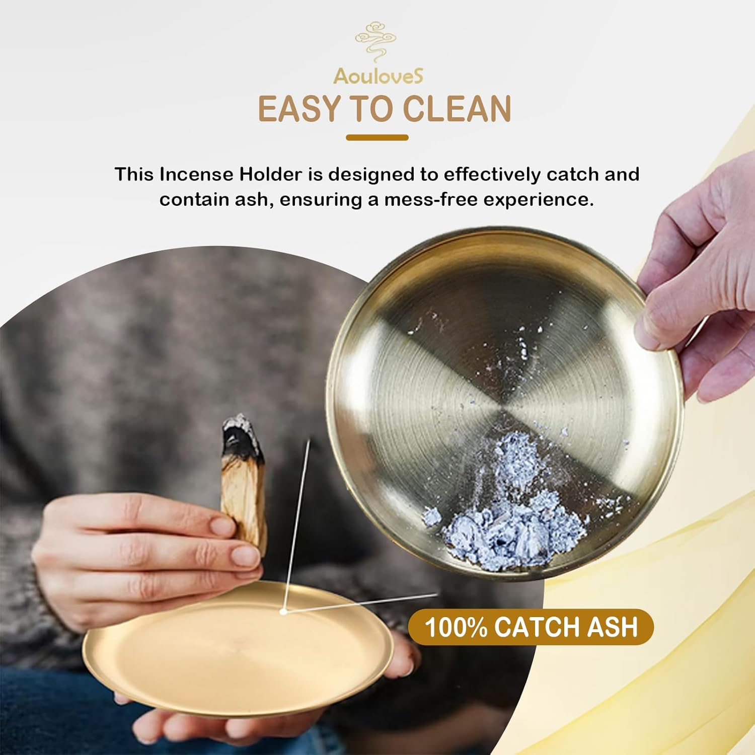 5 in 1 Incense Burner,Upgrade 5.5 Inch Brass Incense Holder for Incense Sticks/Coil Incense Cones, Brass Ash Catcher for Meditation Yoga Roomr,Home Fragrance Decoration