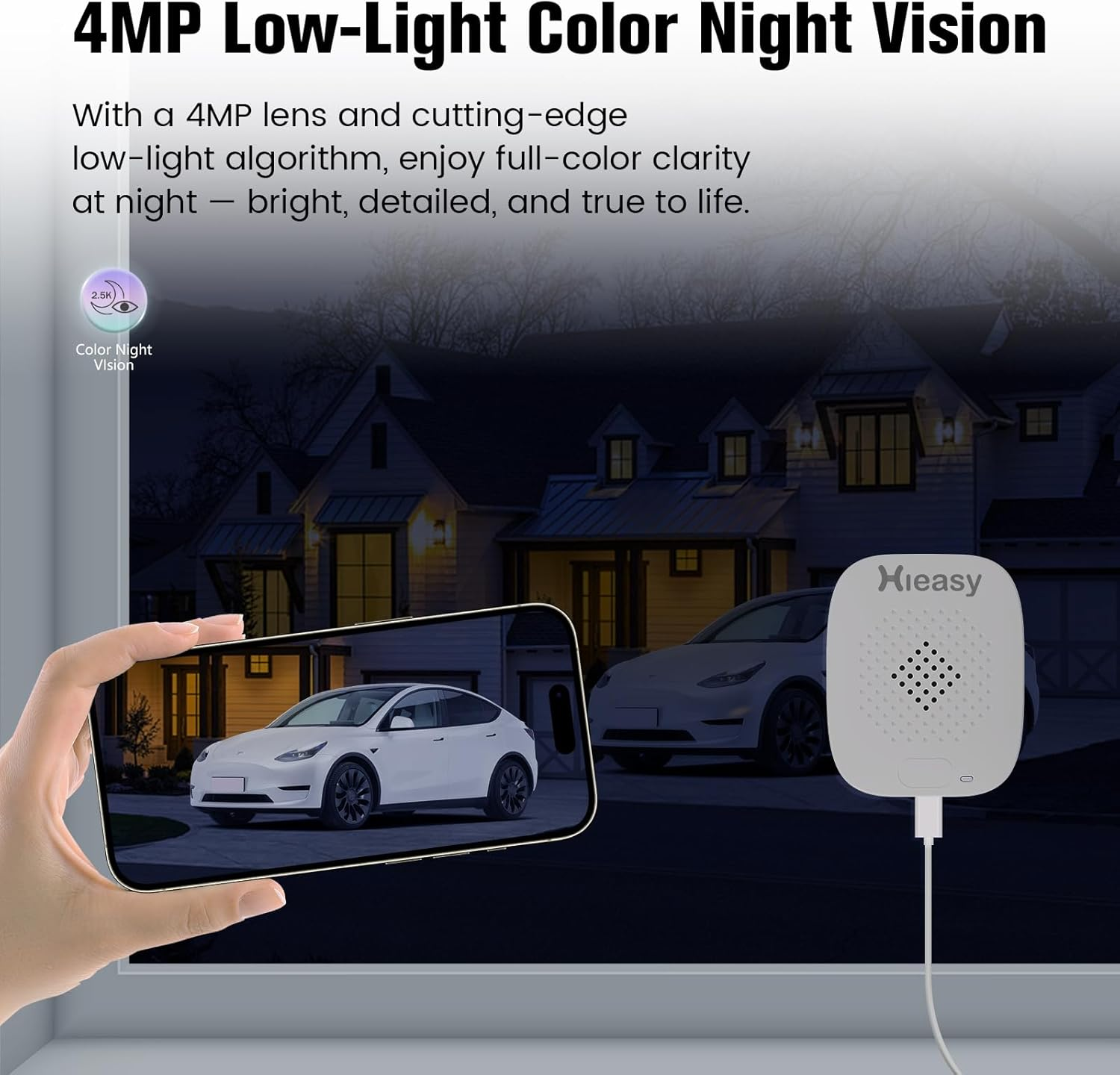 4MP 2.5K Window Camera with 2.4G&5Ghz Wifi, Color Night Vision, No Subscription Required, 7/24 Recording, Quick&Easy Installation (1Pack) - 1Pack image number 5