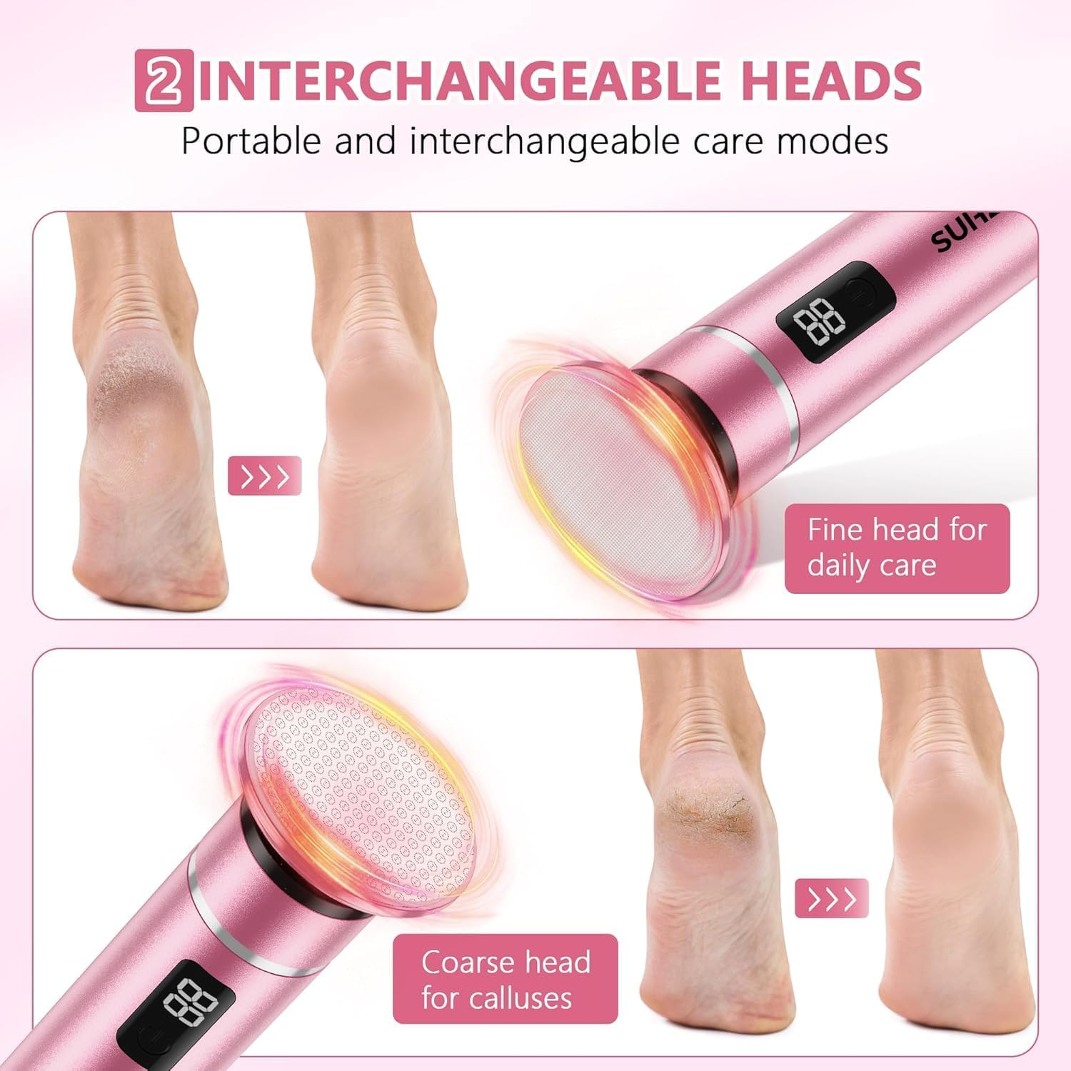 Haygem Electric Callus Remover, Professional Foot Care Tool, Removes Dead Skin from Heels, Rechargeable Foot Dead Skin Remover Set, Adjustable Speed, Suitable for Cracked Heels and Calluses. image number 5