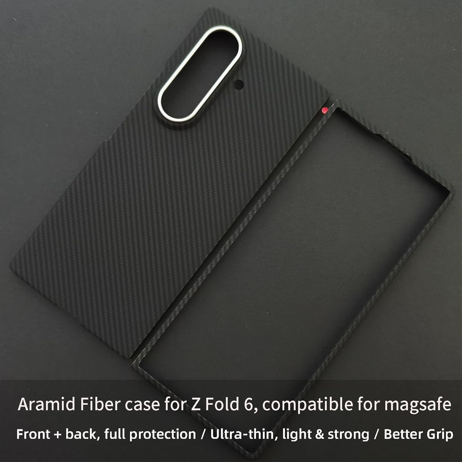 Sisyphy Aramid Fiber Case for Samsung Galaxy Z Fold 7 Compatible with Magsafe, Black 600D with Carbon Fiber Texture, Super Slim Protective Cover Skin, Soft Touch Sturdy Durable Snap-On Back Cover