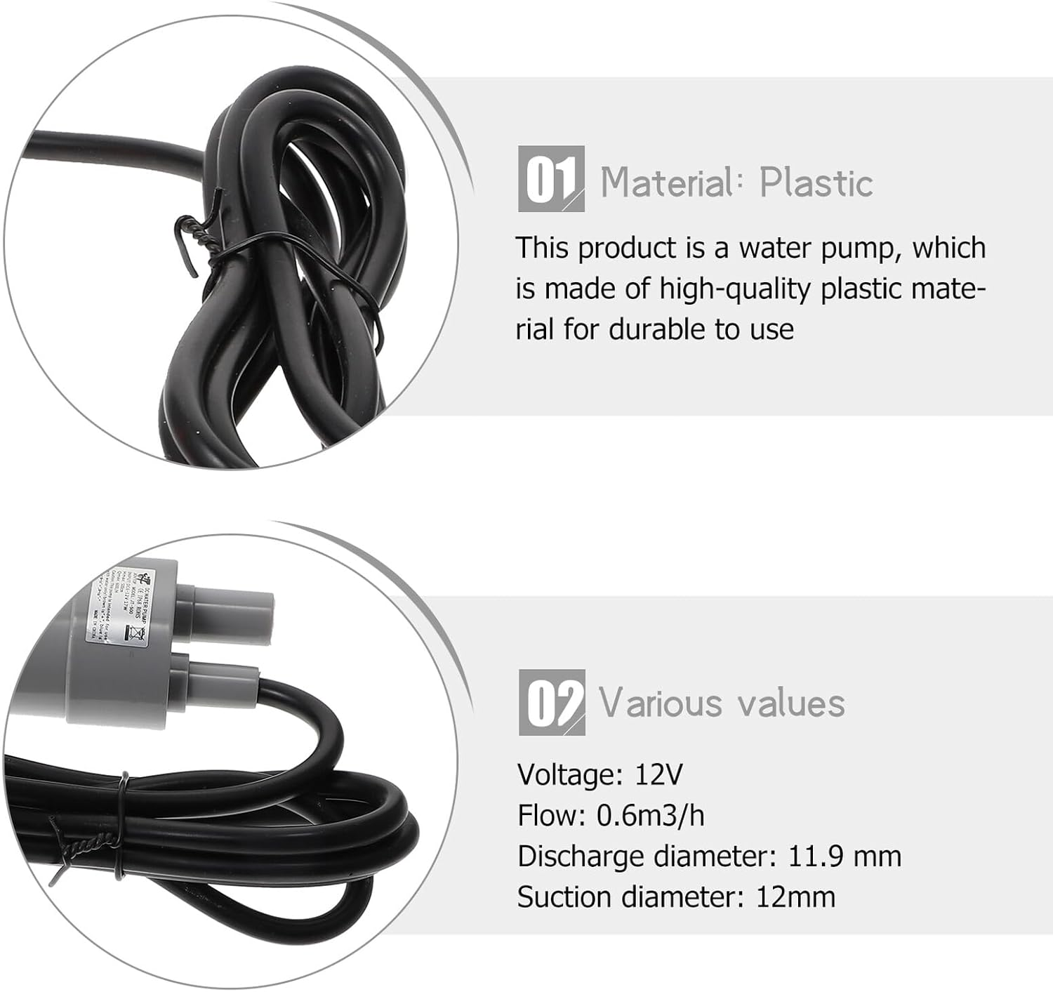 2 Pcs Dc Submersible Water Pump H with Lift Compact Pool and Aquarium Pump for Fountains Fish Tanks and Swimming Pools