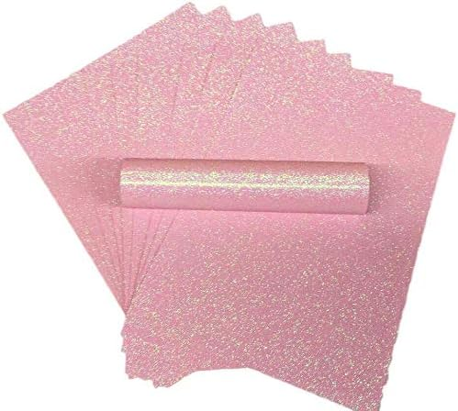 A4 Glitter Paper Sparkly Soft Touch Non Shed Thick 150Gsm / 40Lb Paper 10 Sheets (Pale Pink Iridescent)
