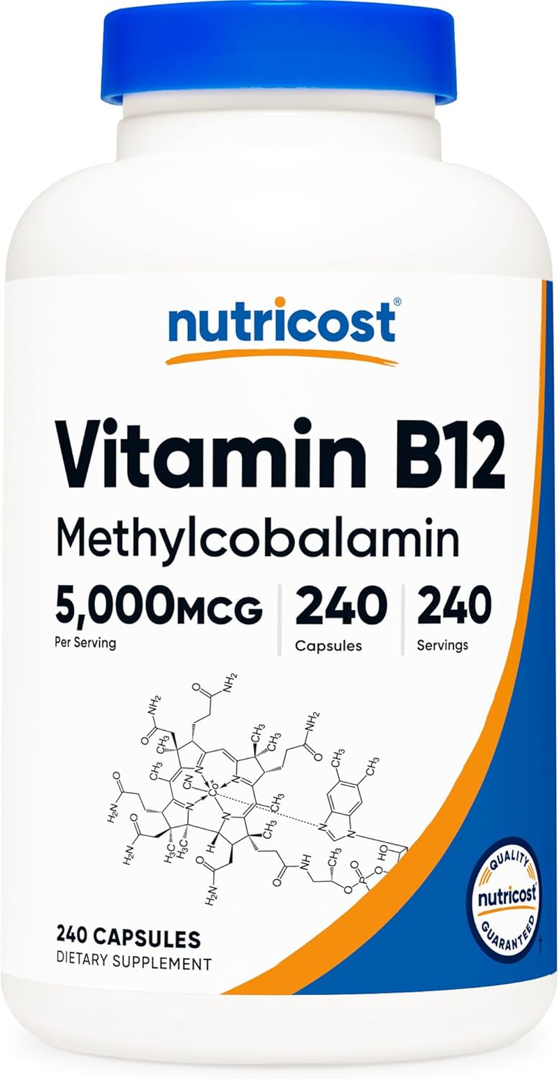 Nutricost Vitamin B12 (Methylcobalamin) 5000Mcg, 240 Capsules - Vegetarian, Non-Gmo & Gluten Free B12 Supplement image number 4