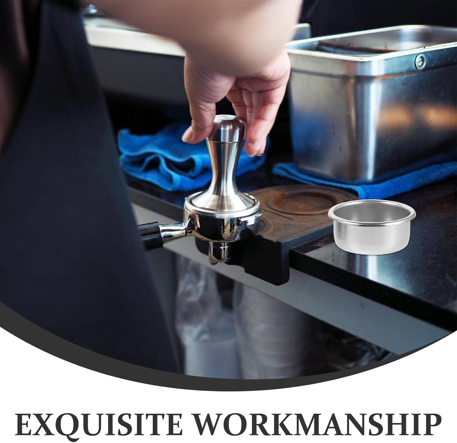 ABOOFAN 2Pcs 54Mm Stainless Steel Espresso Filter Basket Set, Fine Mesh Non-Pressurized Coffee Filter Cups for Home and Office Coffee Makers, Detachable Portafilter Strainer Accessories