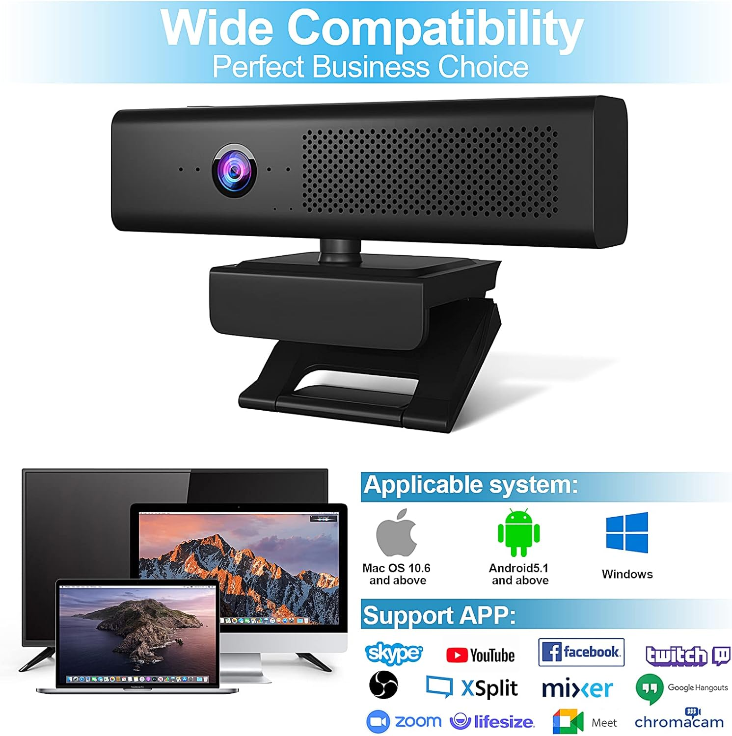 Full HD 1080P Computer Camera with 4 Built-In Omnidirectional Microphones and Speaker for Video Conference Streaming, USB External Webcam with Magnetic Privacy Cover for Desktop Monitor Laptop image number 2