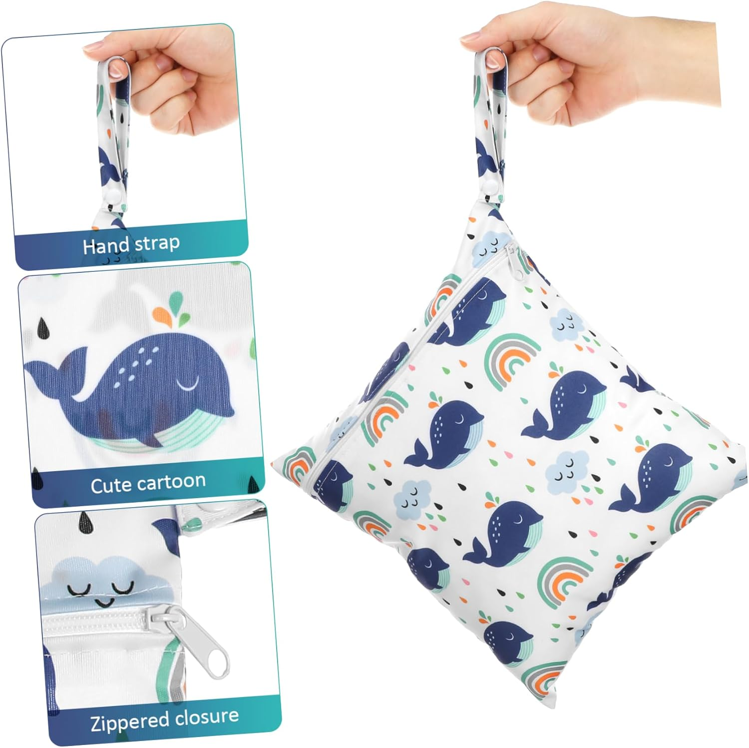 2Pcs Diapers Storage Bags Cartoon Designs Nappy Bag Organiser Pouches for Swimmers and Travelling image number 4