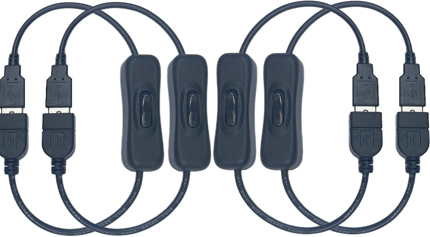 2Pcs 5-24V DC On/Off Switch with 5521DC Male and Female Connectors(Black),22Awg Wire,Easy to Open and Close,For Pc,Tv,Car,5V 12V 24V LED Strips