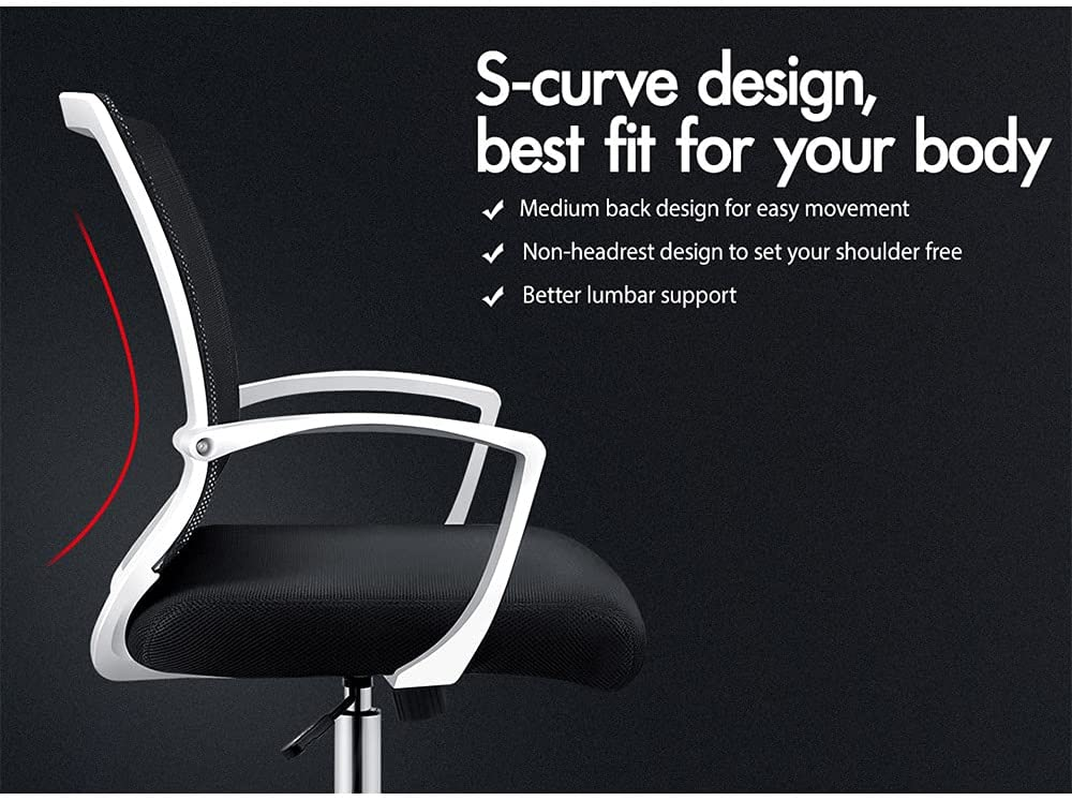 ALFORDSON Mesh Office Chair with Sgs-Approved Gas-Lift and 120&deg; Tilt, Mid Back Executive Computer Desk Chair, Fabric Seat Gaming Racing Chair, Max 180Kg Loading(Ford Black) - Fina All Black image number 6