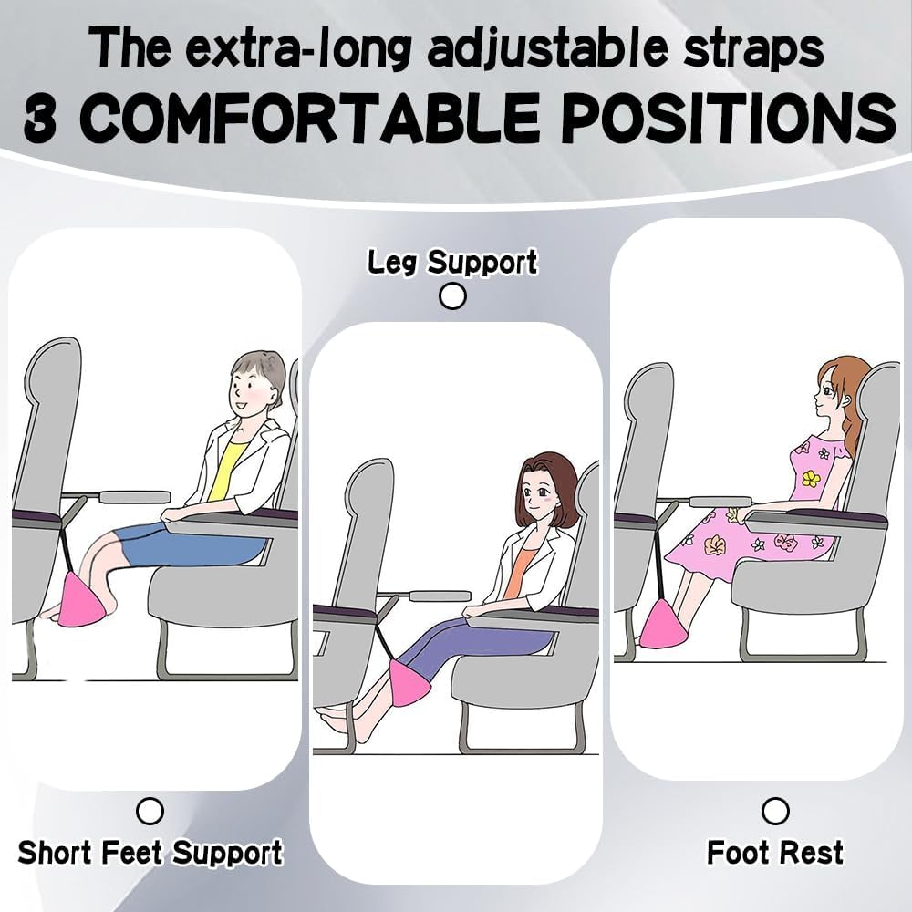 Airplane Foot Hammock Travel Essentials - Foot Rest under Desk for Flying and Plane Comfort - Repose Pied Flight Footrest image number 3