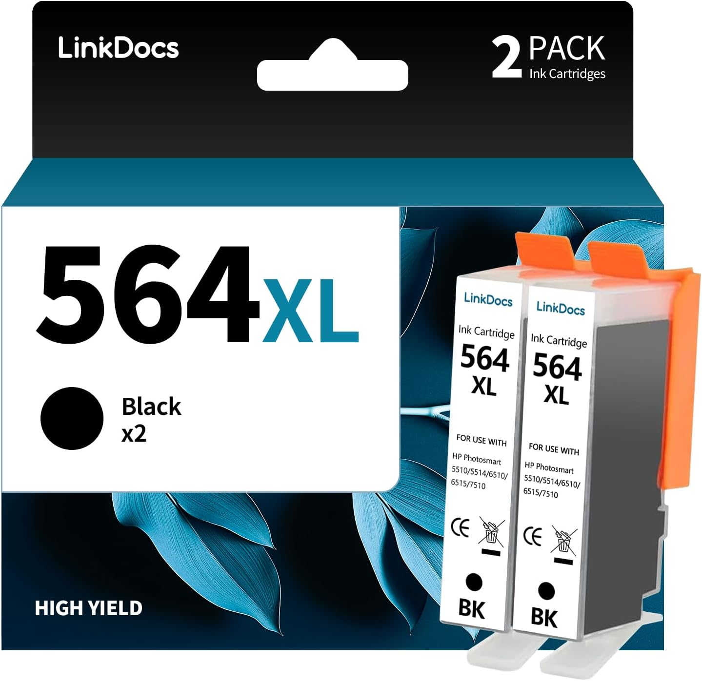 Linkdocs Compatible Ink Cartridge Replacement for HP 564XL 564 XL Ink Cartridge for Use in Deskjet 3520 3522 Officejet 4620 Photosmart 5520 6510 7520 7525 Printer (2 Pack, Black) image number 3
