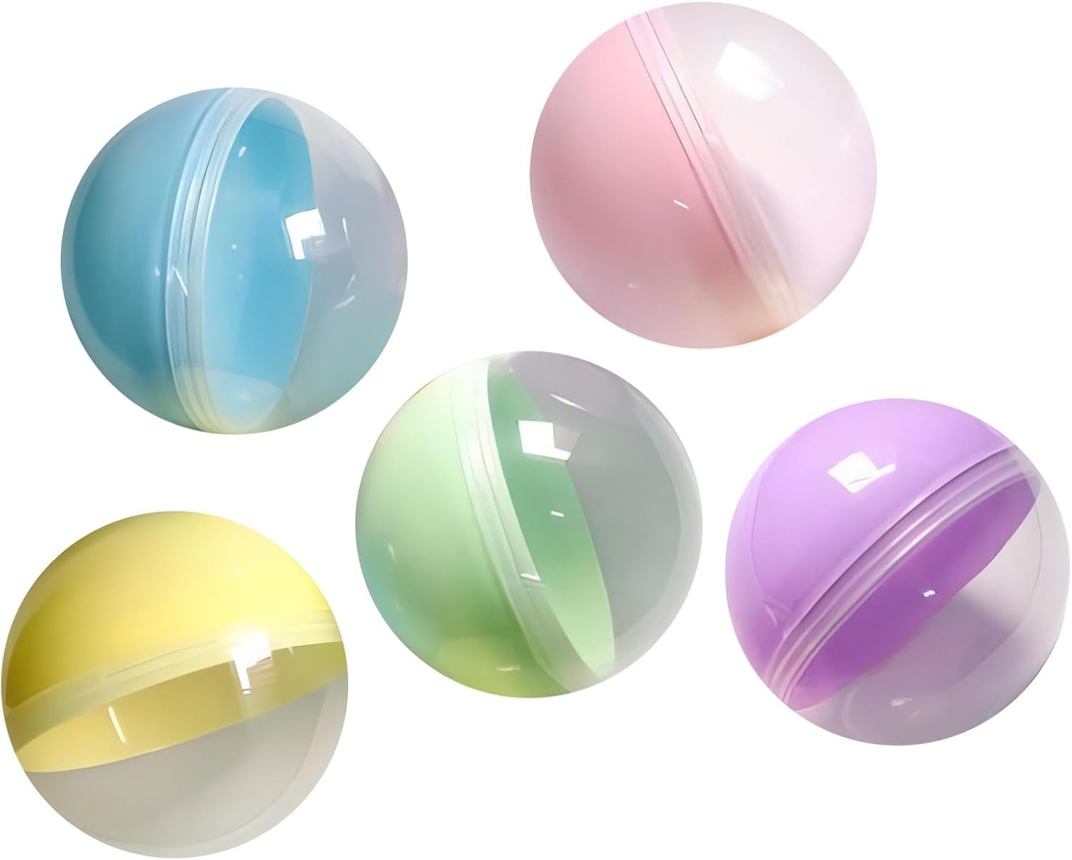 50 Pcs Small round Capsules, Clear Colored Gumball Machine Capsules, DIY Fillable Surprise Balls for Kids Party Favors image number 3