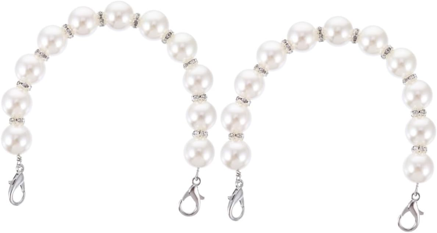 LALAFINA 2Pcs Pearl Bag Chain Replacement Pearl Handbag Chains for Purse Strap Travel Handbag Luggage Strap Use