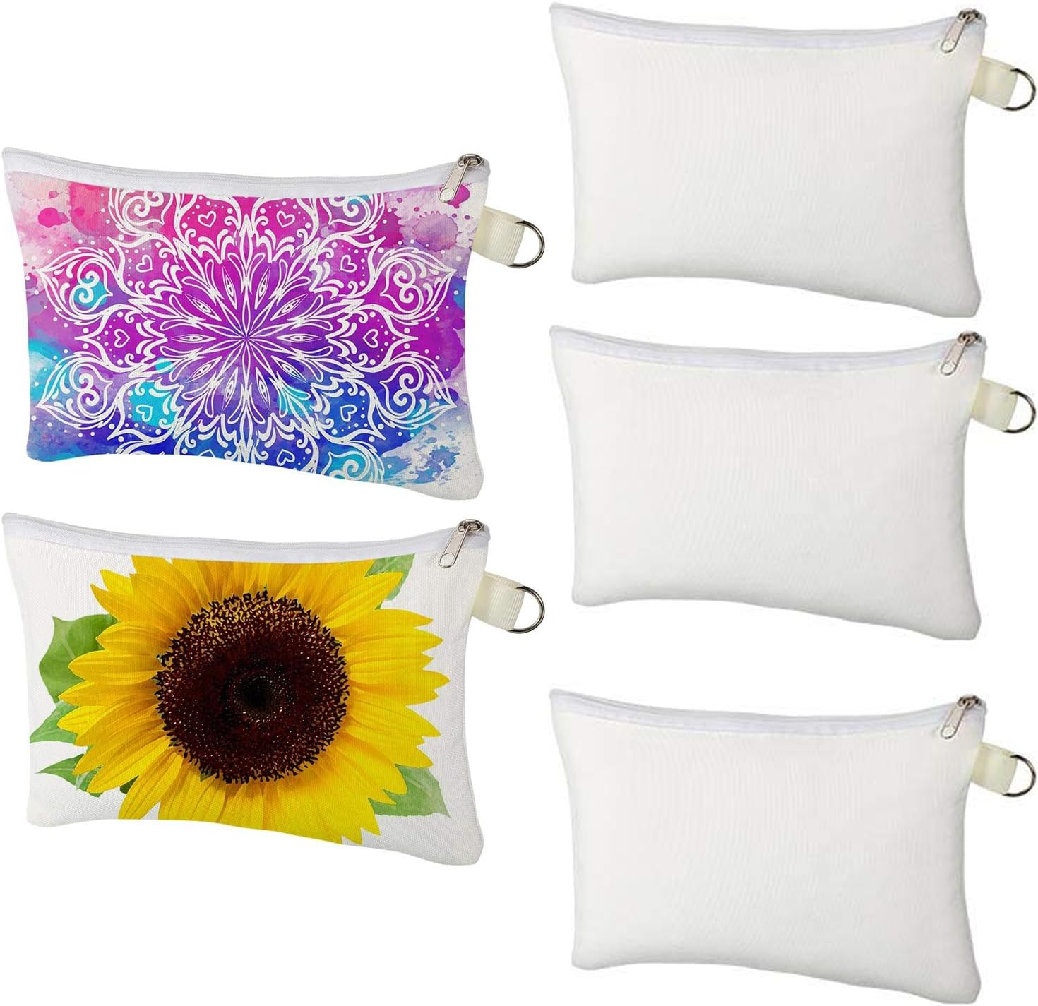 Sublimation Blanks Cosmetic Bags Multipurpose DIY Heat Transfer Makeup Bags Toiletry Pouch Iron on Transfer Zipper Canvas Pencil Bag for Multi-Functional School Travel DIY Craft (5 Pieces) image number 3
