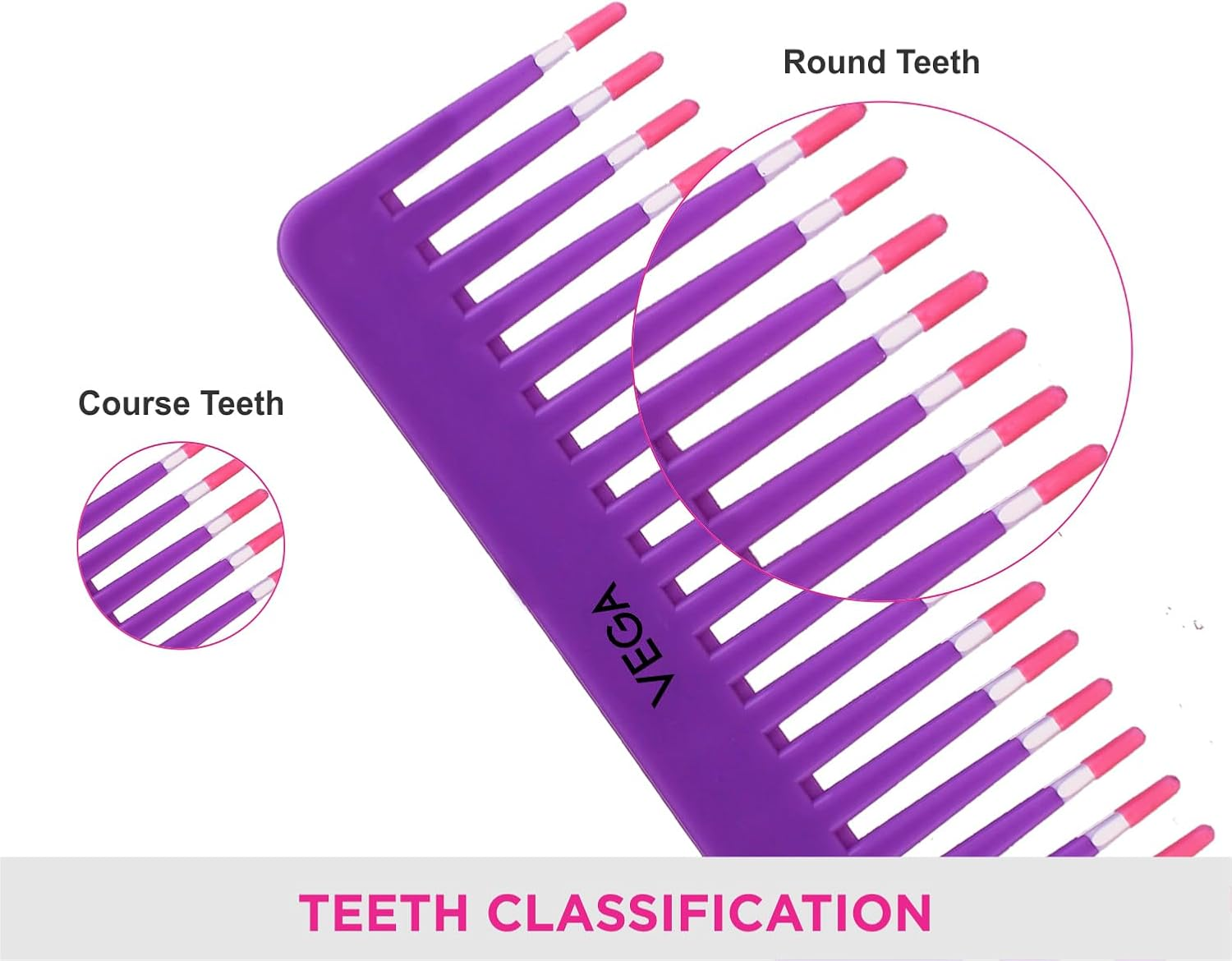 VEGA Shampoo Comb, Purple (Pack of 2) image number 1