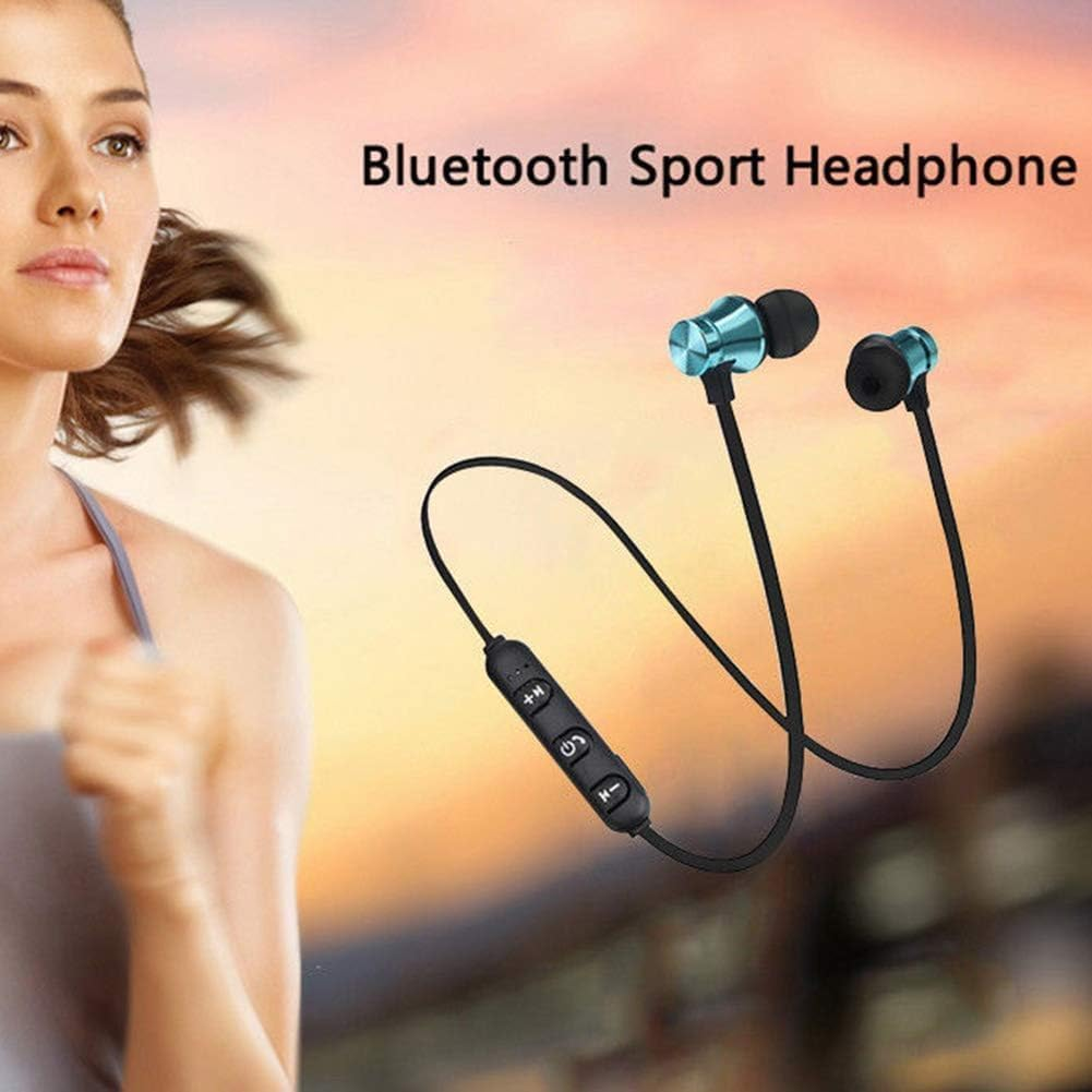 Wwyan 2Pcs Black Earphone Magnetic In-Ear Stereo Headset Earphone Wireless Bluetooth 4.2 Headphone Gift image number 2