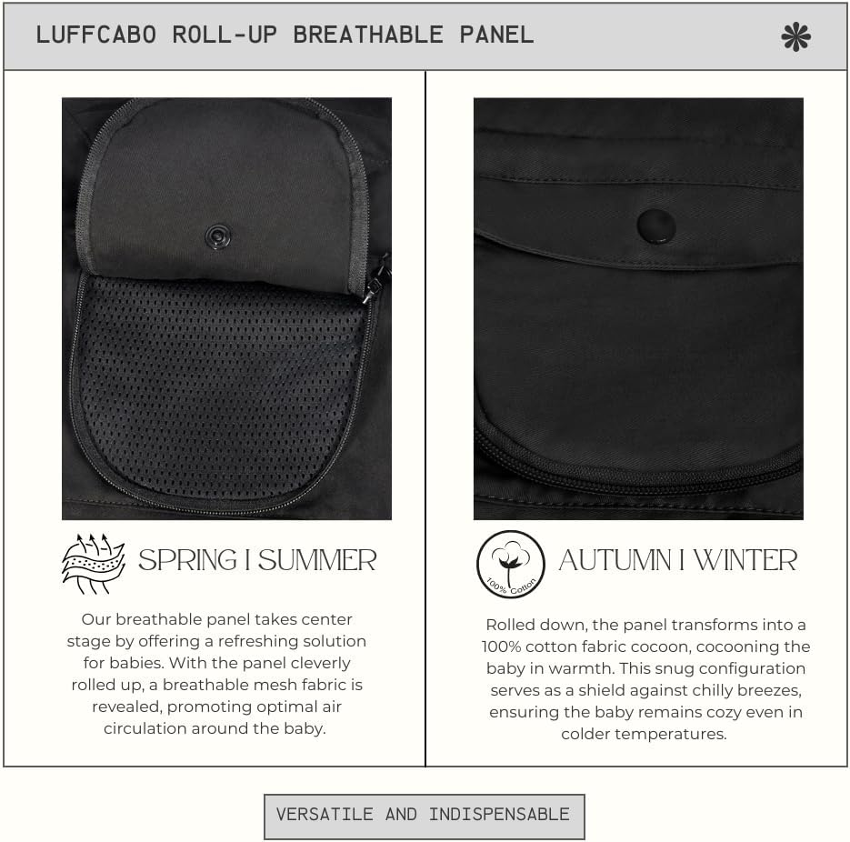 All-Season Ergonomic Baby Carrier, Breathable Baby Carrier Newborn to Toddler (8-33Lbs), Toddler Carrier, Infant Carrier with Temperature Control Panel Design (Black) image number 2