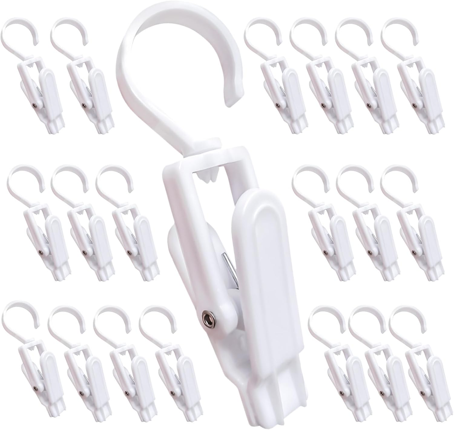 20 Pcs Super Strong Plastic Swivel Hanging Hooks, Curtain Clips, Clothes Pins, Beach Towel Clips, Home Swivel Laundry Clips for Hats, Pants, Towels, Socks, Pants (Black+20)