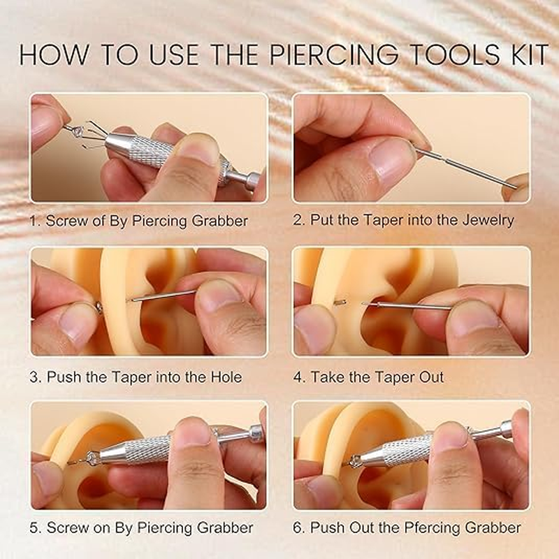 2 Pcs Piercing Ball Grabber and Piercing Changing Tool - Stainless Steel 4-Prong Tweezers - Suitable for Jewelry Making, Small Parts Pickup, and Piercing Ball Screw Tool (Silver) image number 1