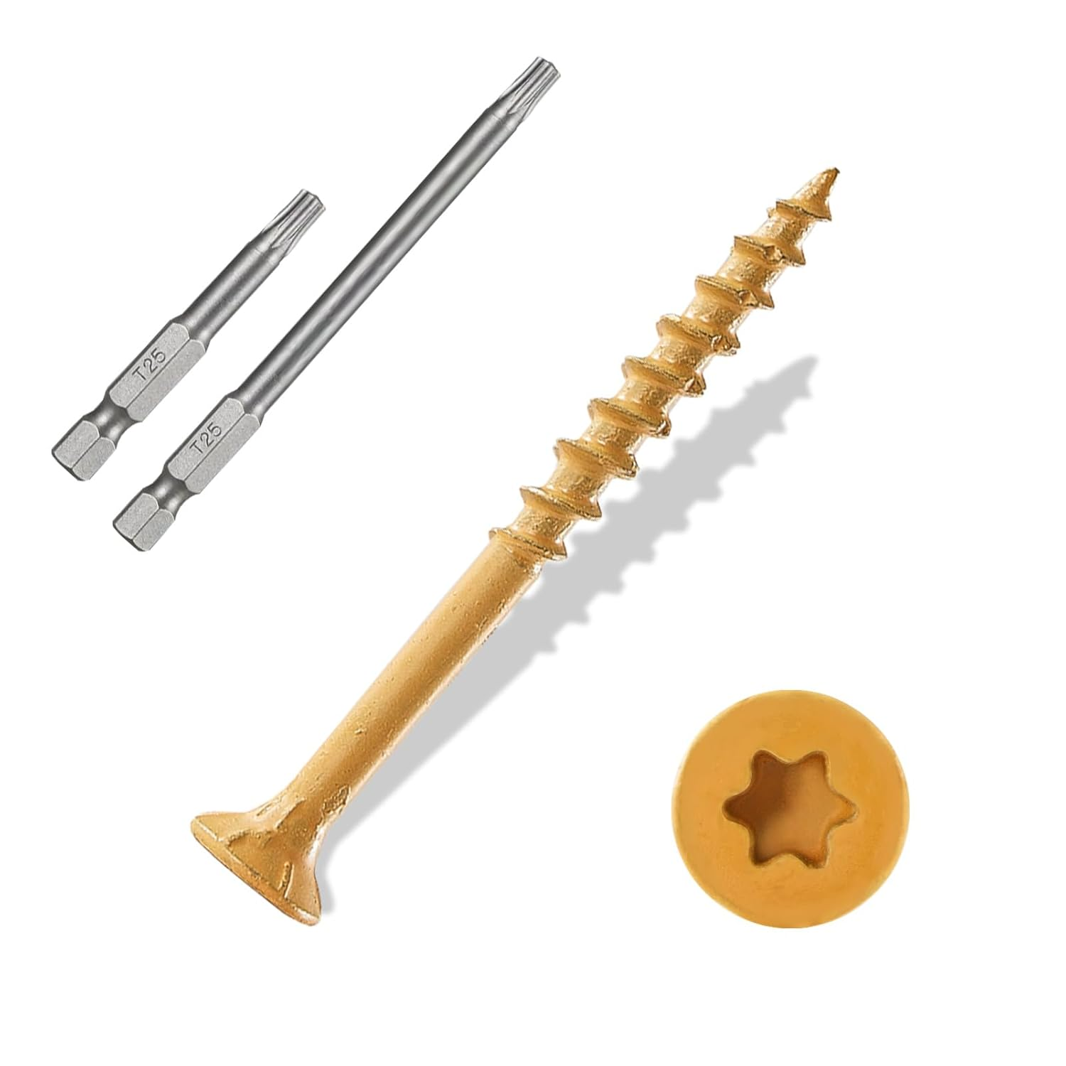 ANCHOREASE Wood Screws #9&times;3&Prime;, 300 Pcs, Torx/Star Drive Head Deck Screw, Rust Resistant, Exterior Epoxy Coated, Outdoor Decking Screws, Tan image number 2