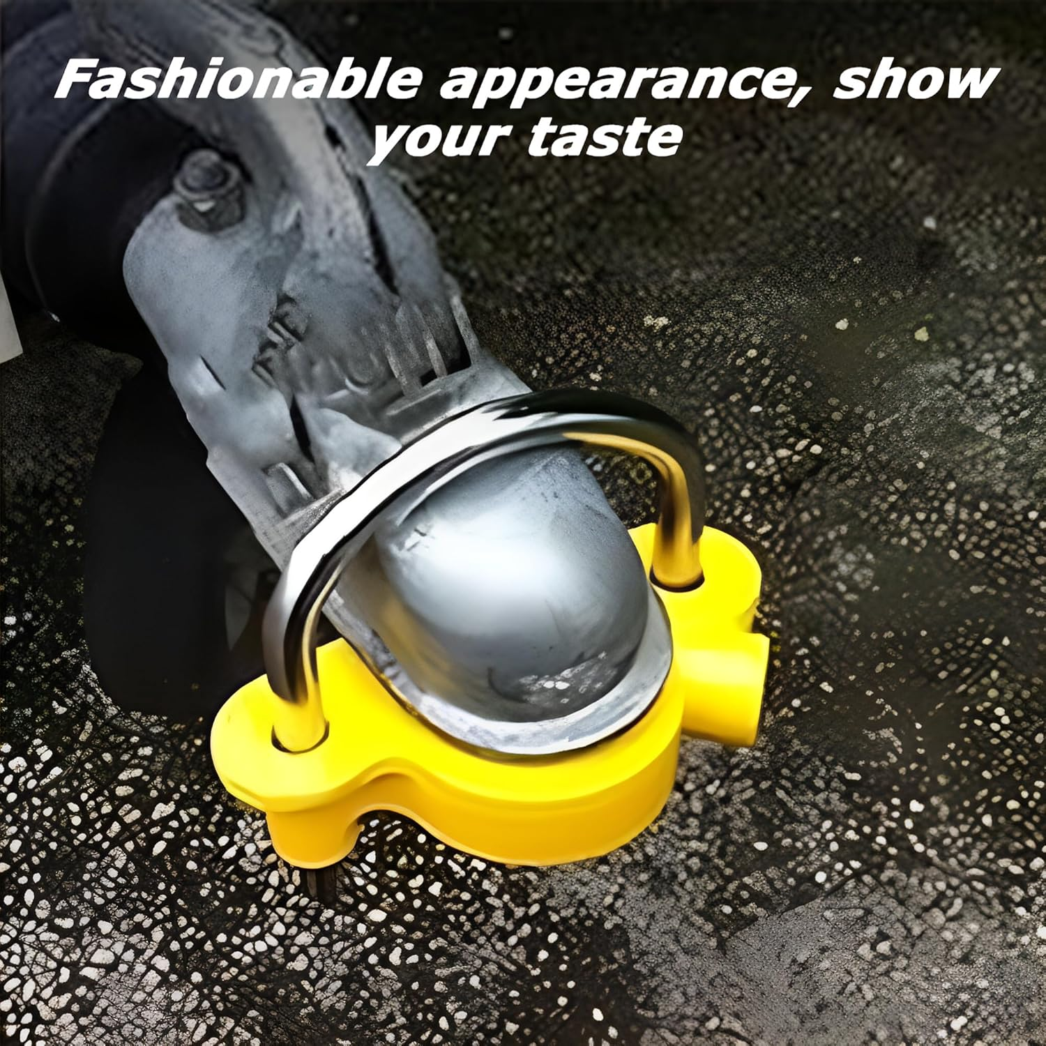 MOTRAIN Universal Coupler Lock with 2 Keys, Trailer Hitch Lock, Heavy Duty Coupler with Adjustable Security Heavy-Duty Steel, 6 * 6 * 5.6 Inch Lightweight Couplers, Yellow