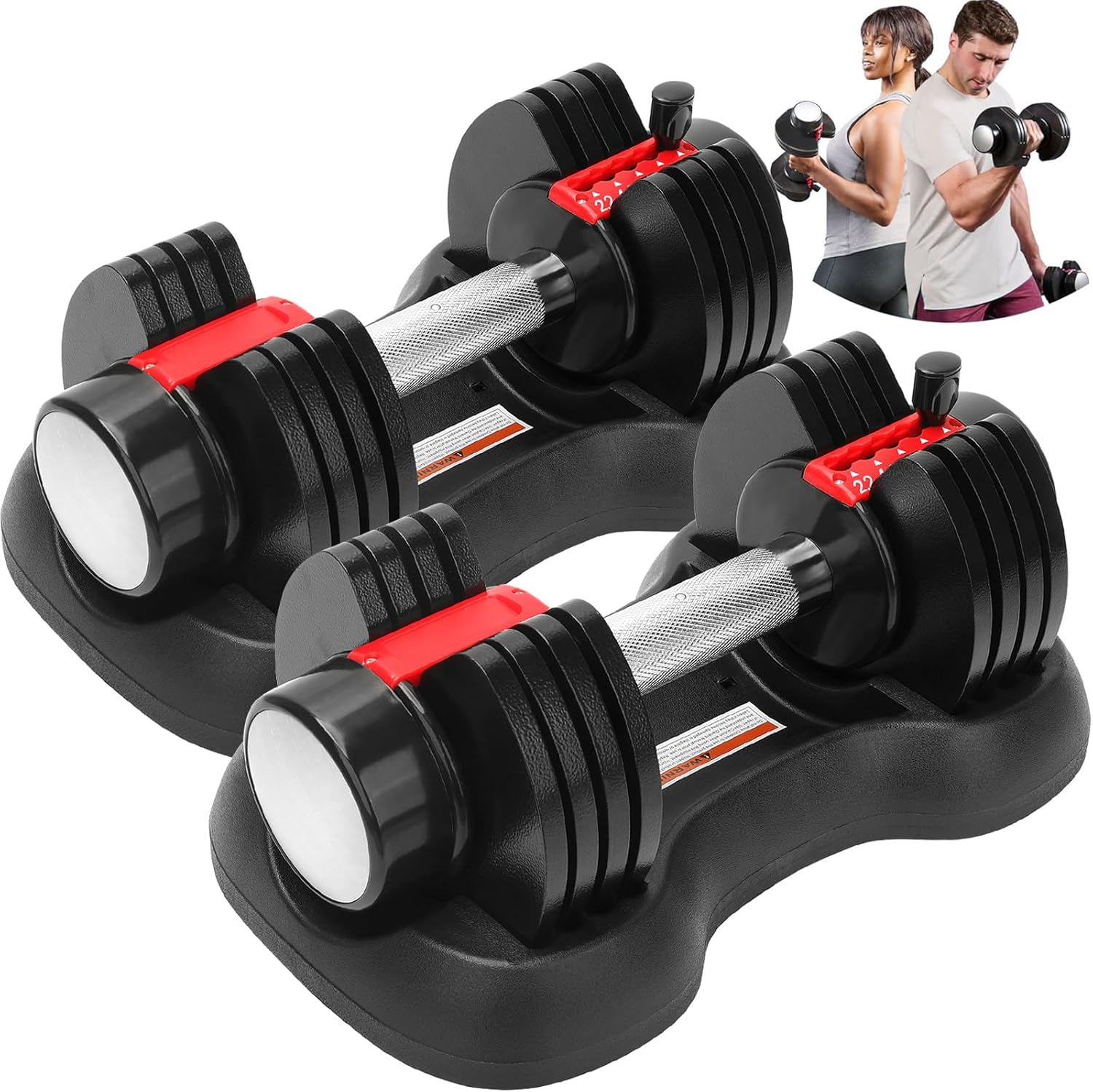22KG Adjustable Dumbbells Set, Koreal Dumbbell Set, Quick Dial Adjustment Weights with Safety Locking Button, 2.5KG to 11KG Set of 2, Space Saving Strength Training for Full Body Home Gym Workout image number 3