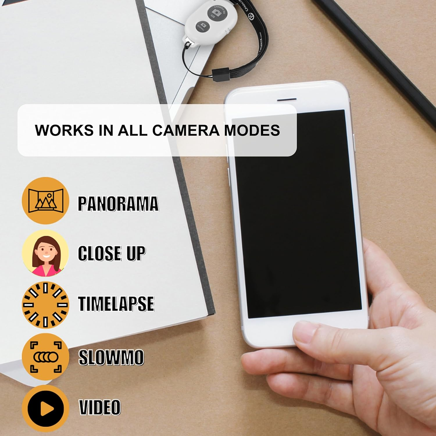 Camkix Bluetooth Camera Shutter Remote Control for Smartphones Create Amazing Photos and Selfies White - 2 Pack - Red  Blue image number 5