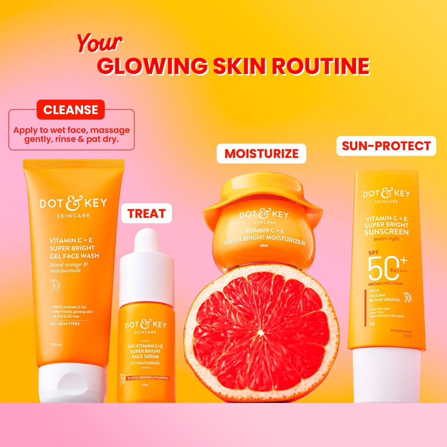 Dot & Key Vitamin C + E Super Bright Gel Face Wash Combo (Pack of 2, 100Gm Each) | for Glowing and Brightening Skin | All Skin Types|With Triple Vitamin C, Fades Dark Spots & Pigmentation image number 1