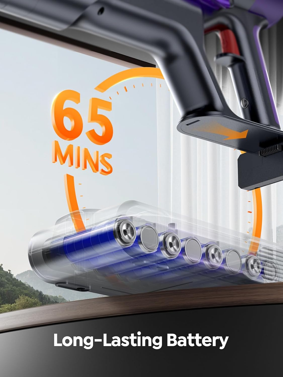 Cordless Vacuum Cleaner, 600W/50KPA 65Min Stick Vacuum, Aroma Function, Self-Stand Vacuum Cleaner with Auto Mode, Wall-Mount Charging, Touchscreen, Anti-Tangle Vacuum for Pet Hair/Hardfloor/Carpet