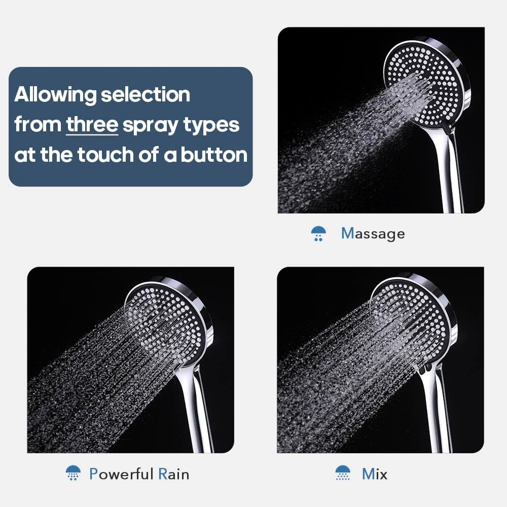 Decaura 3-Mode Handheld Shower Head with 150Cm Shower Hose Luxury Rainfall (Chrome) image number 1