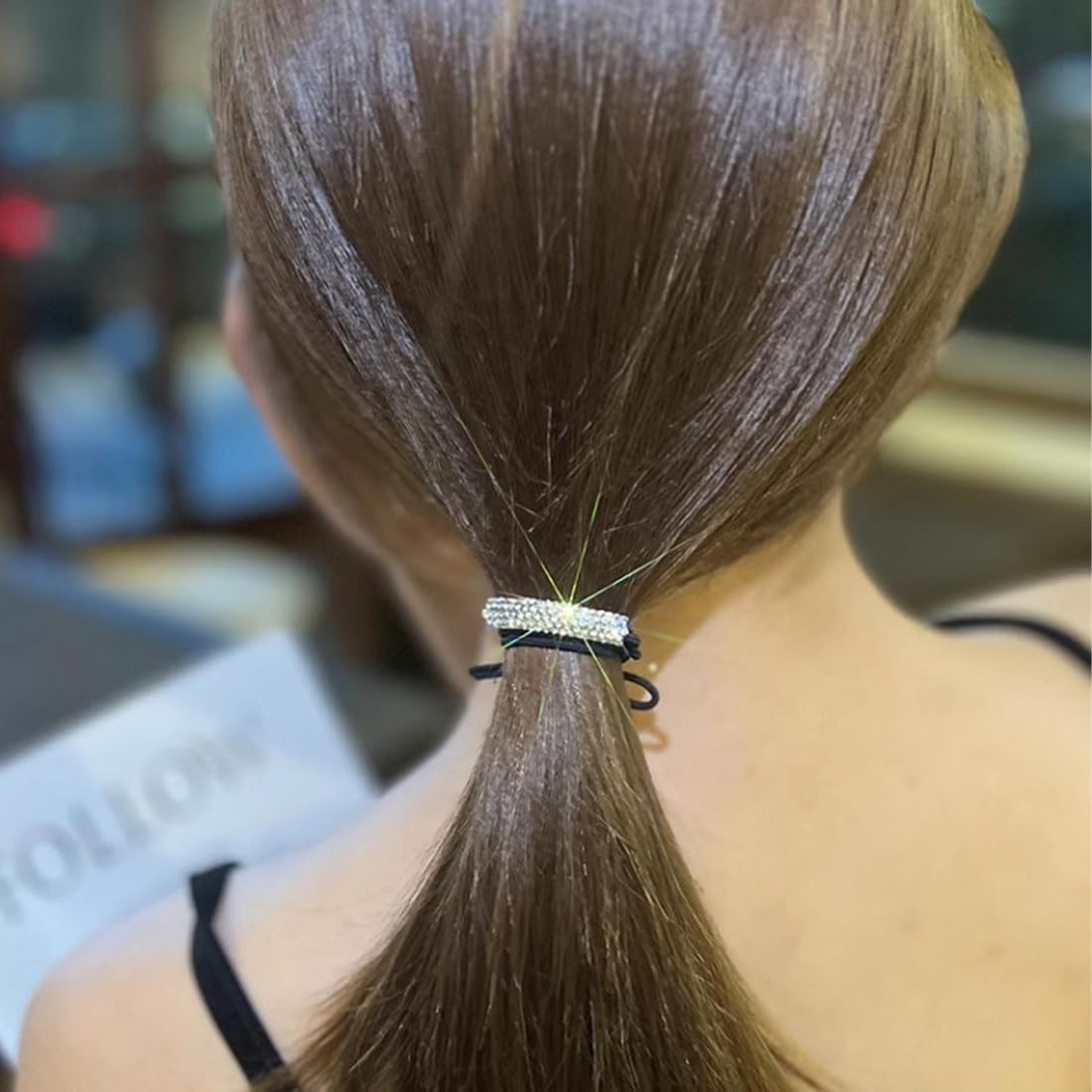 Gaodercha Pack of 5 Sparkling Rhinestone Ponytail Hair Ties 4 Styles Elegant Hair Accessories Decorative Fashion Silver Butterfly Knot Flower Ponytail Holder Bling Hair Accessories for Women Girls image number 5