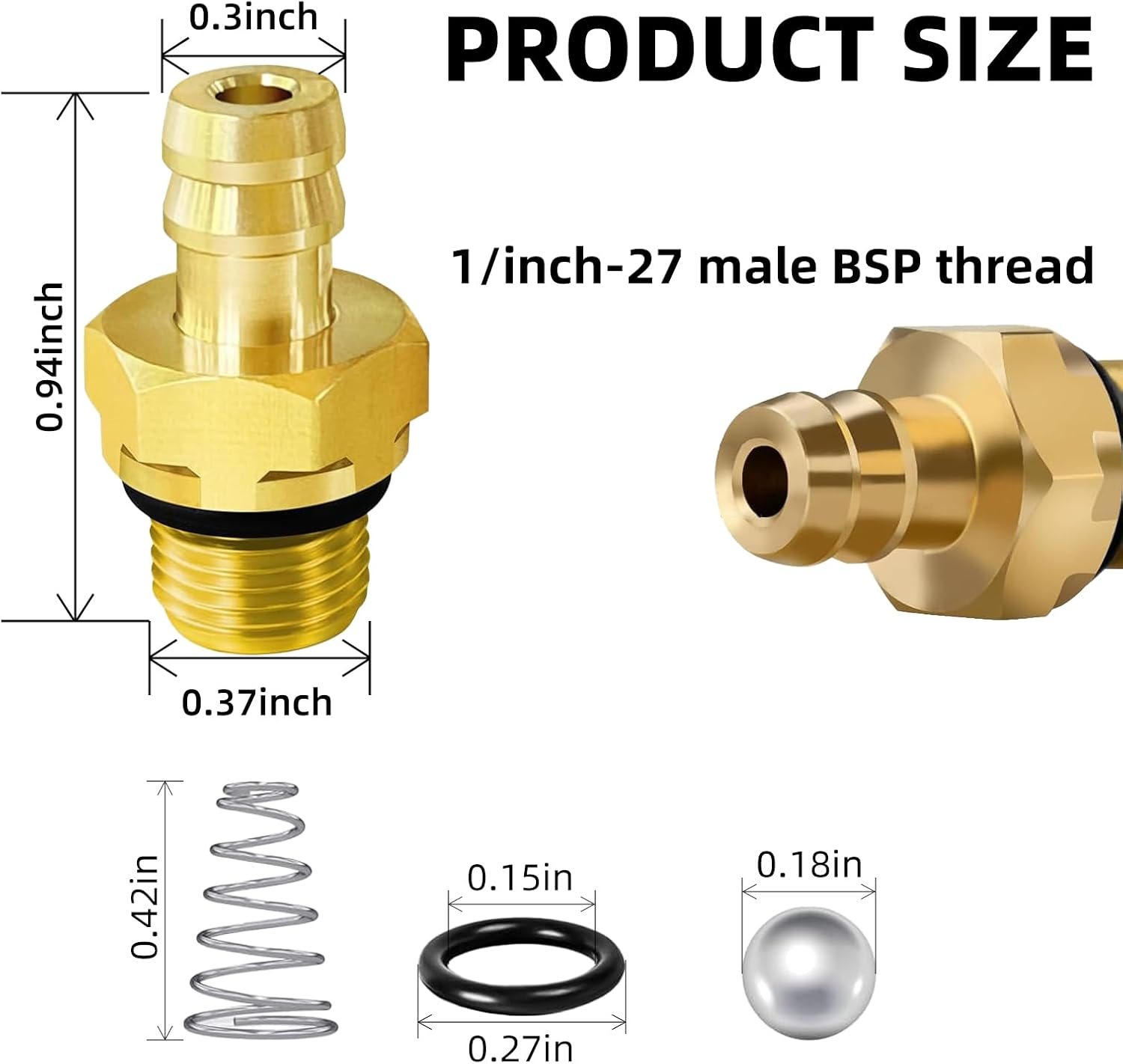 Pressure Washer Soap Injector Kit, Chemical Injector Pressure Washer for Briggs & Stratton/Homelite/Ryobi & Husky Replaces 190593GS 190635GS 203640GS, 1/8 Inch 27 Male BSP Thread (2 Set) image number 4