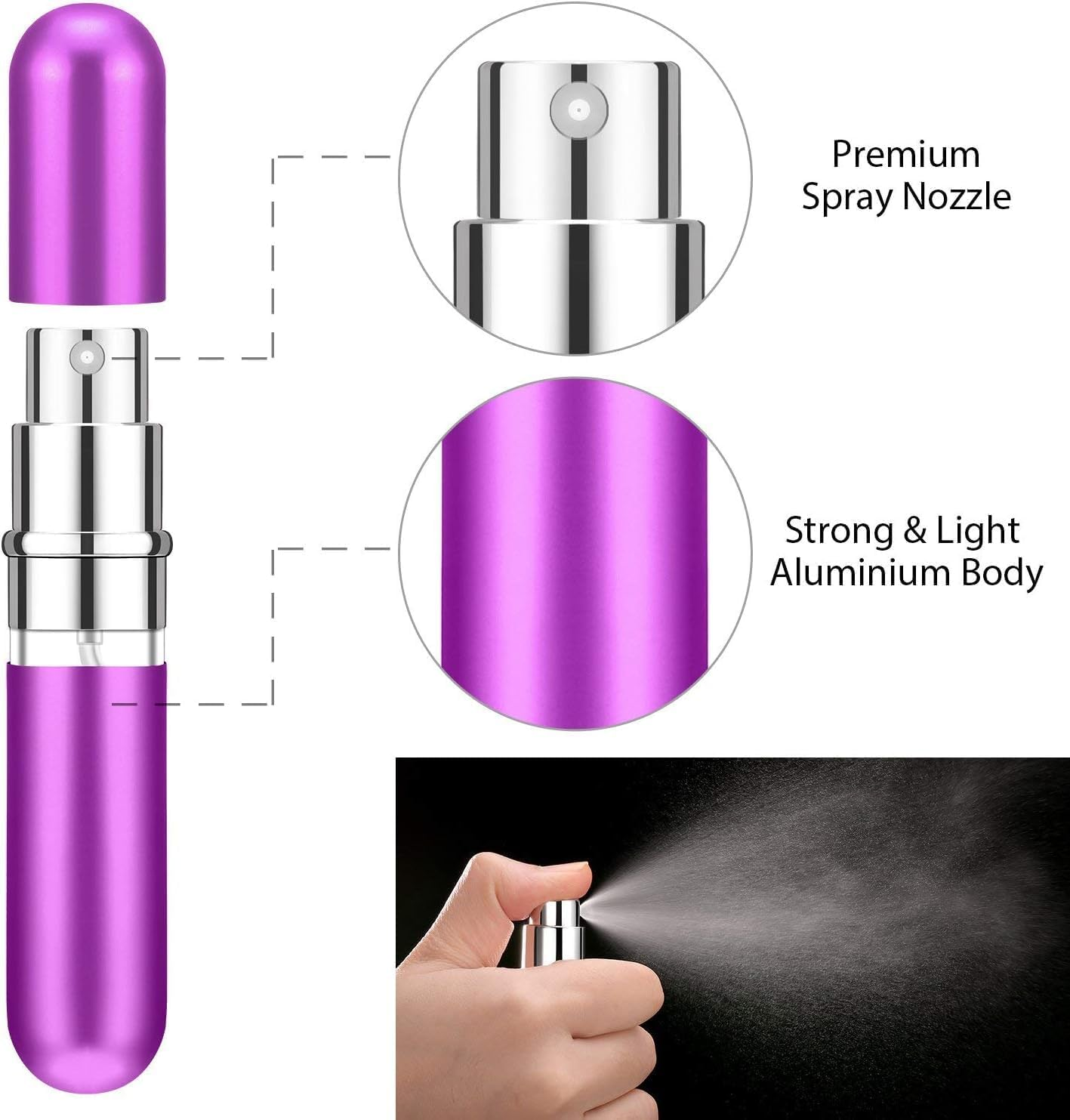 3 Pieces Perfume Bottles Fragrance Atomiser Travel Refillable Spray Bottle with Funnel 6 Ml image number 2