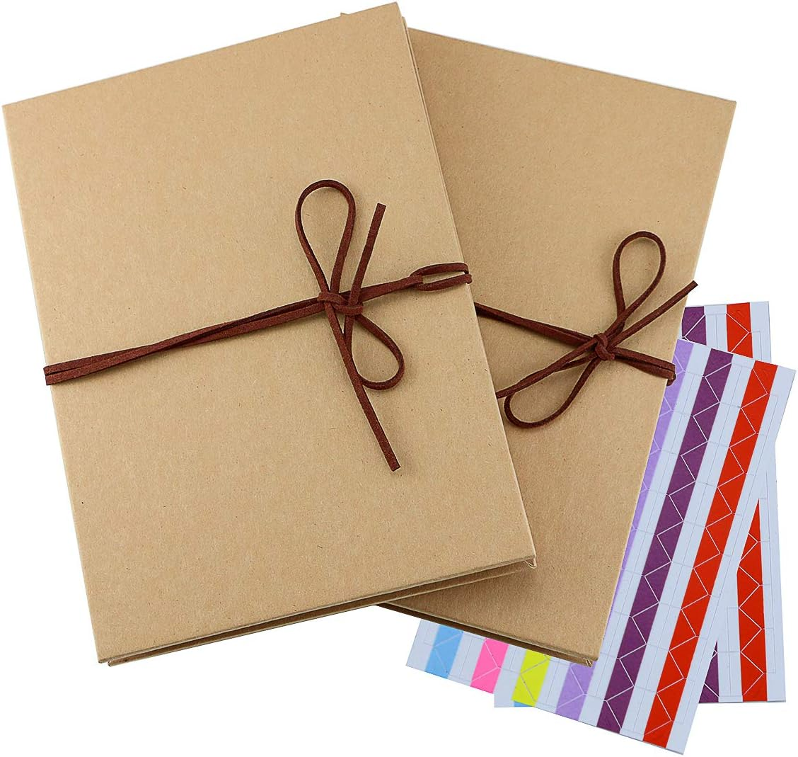 Twdrer 2 Pack Hardcover Photo Albums DIY Scrapbook Albums,Stretchable Folding Kraft Paper Photos Collection for Wedding Anniversary Valentines Day Student Graduation Gift(6" X 8") image number 2