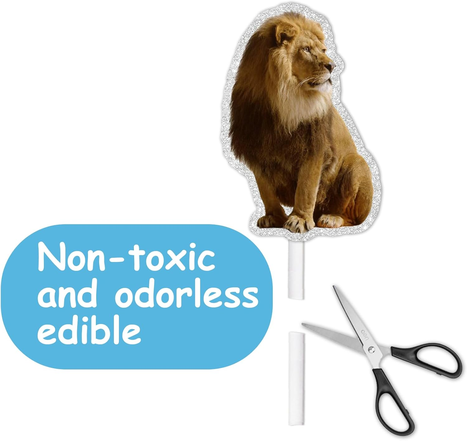 18Pcs Gold Glitter Lion Dessert Cupcake Topper Pick for Animals Theme Decor Supplies Baby Shower Boy Girl Happy Birthday Party Decoration image number 1